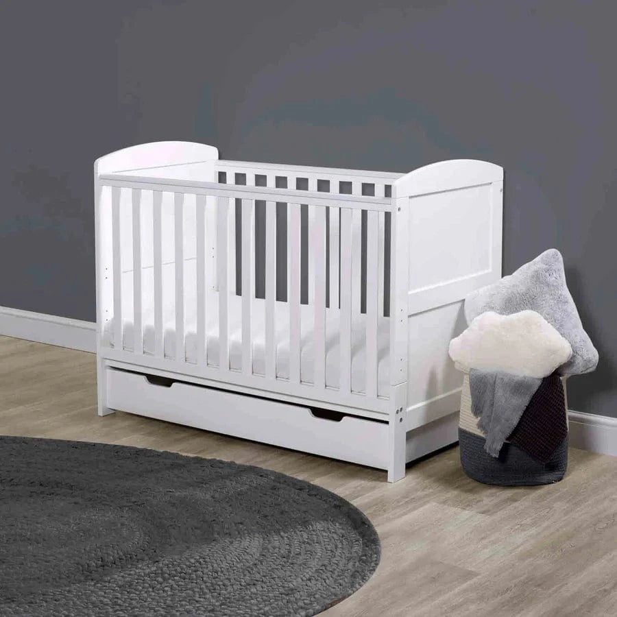 Ickle Bubba Coleby Mini Cot Bed & Under Drawer White Cot Beds