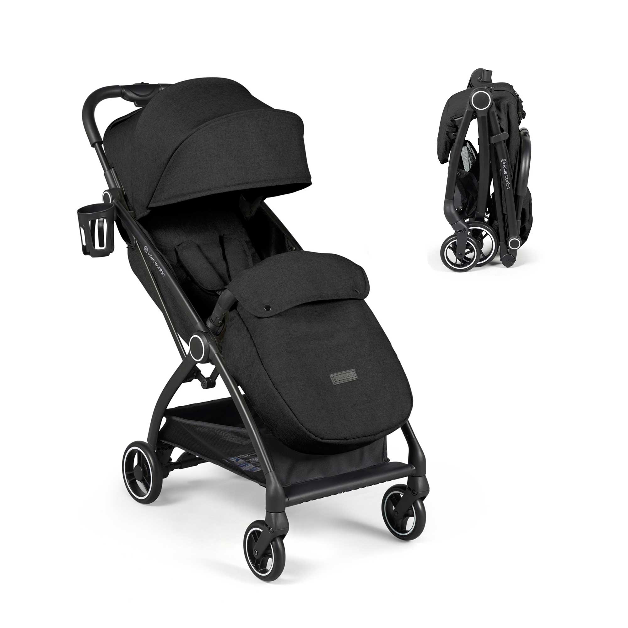 Ickle Bubba Aries Max Autofold Stroller in Black Pushchairs & Buggies 15-005-200-001 5056515030631