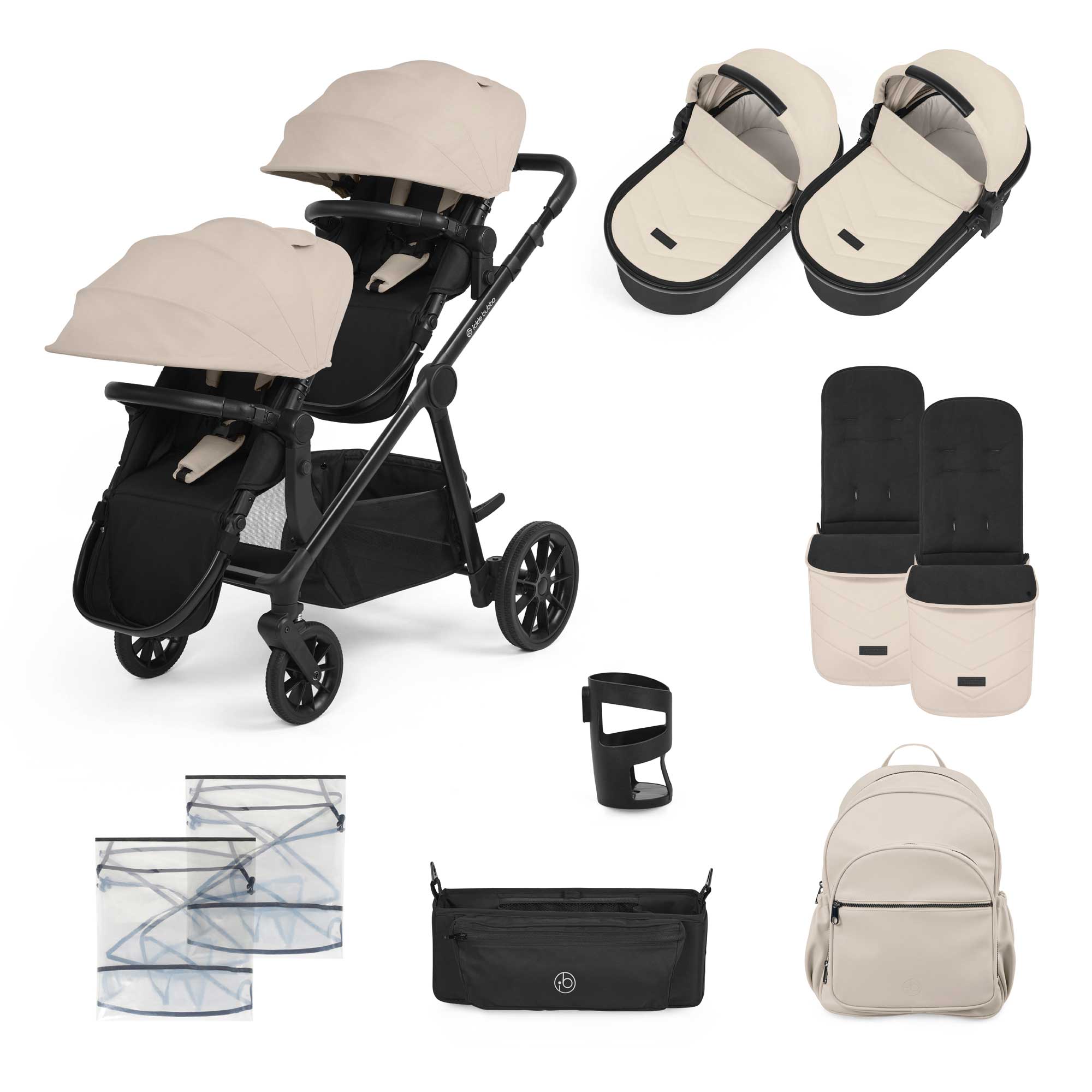 Ickle Bubba Virgo 2 in 1  Twin Package in Black/Stone/Black Pushchairs & Buggies 12-001-050-163 5056515034936
