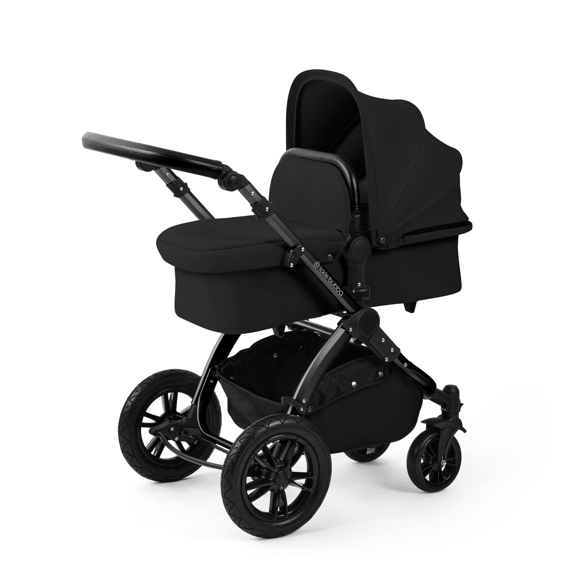 Ickle Bubba Stomp Luxe 12 Piece Travel System with i-Size Nimbus Car Seat & Spin Isofix Base in Midnight Travel Systems