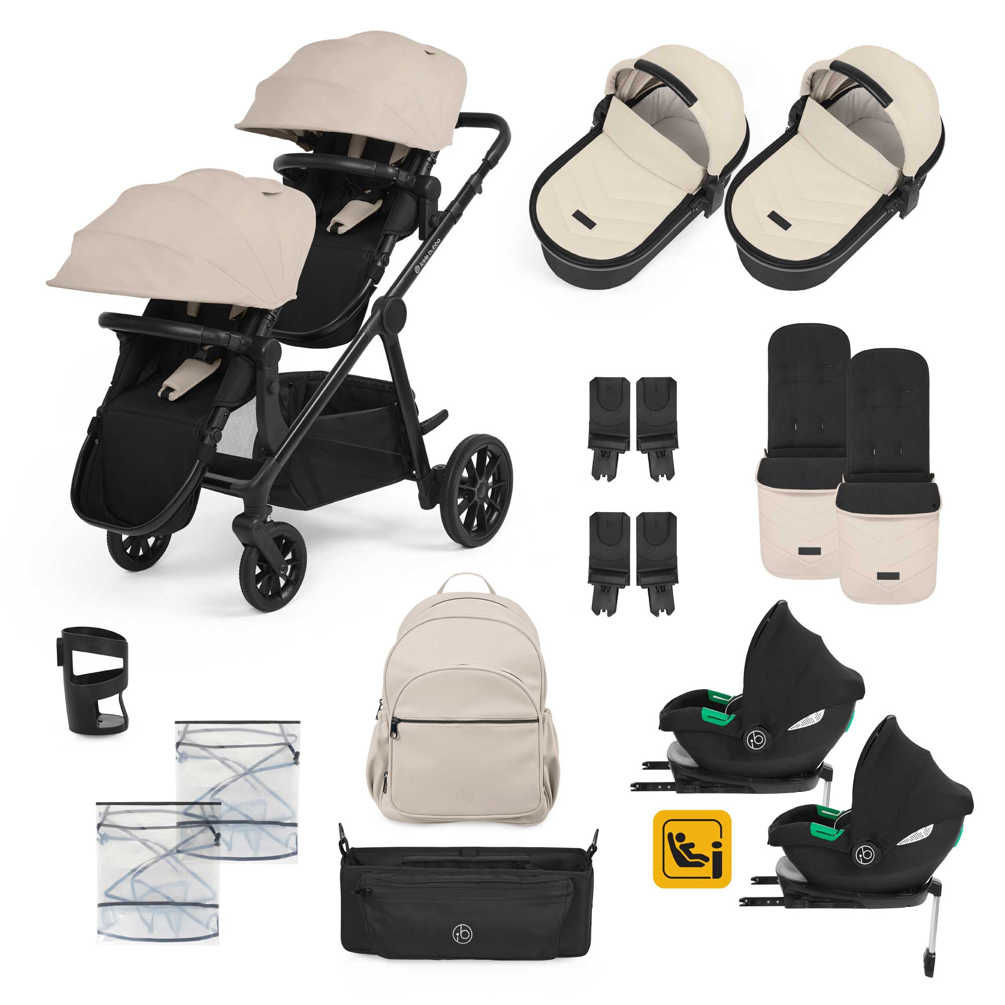 Ickle Bubba Virgo Twin Travel System in Black/Stone/Black Travel Systems 12-001-420-163 5056515034950