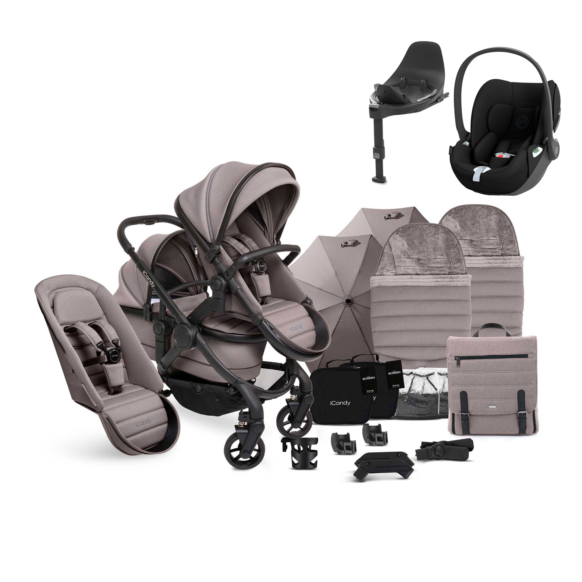 iCandy Peach 7 Double Complete Cybex Travel System in Porcini