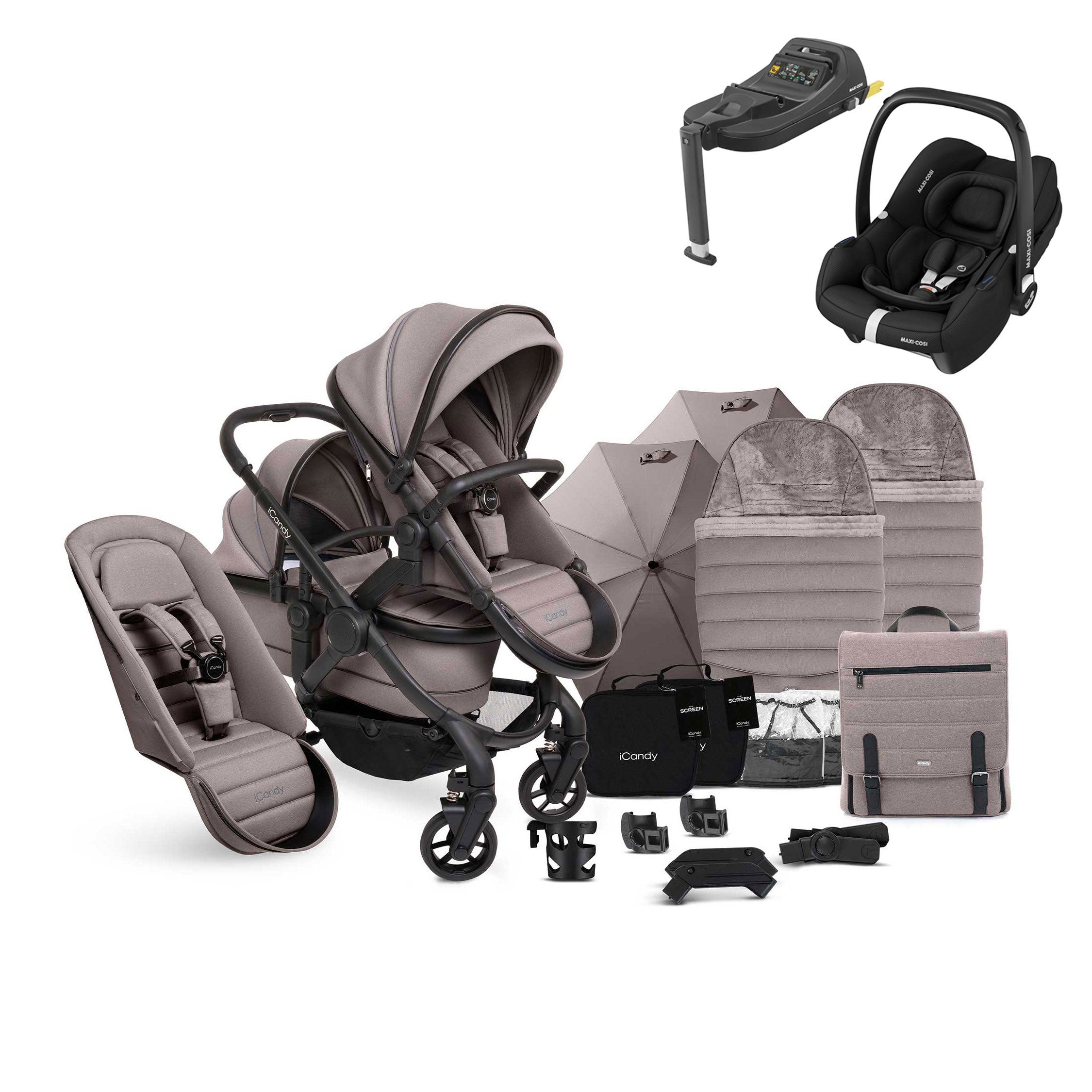 iCandy Peach 7 Double Complete Maxi-Cosi Travel System in Porcini