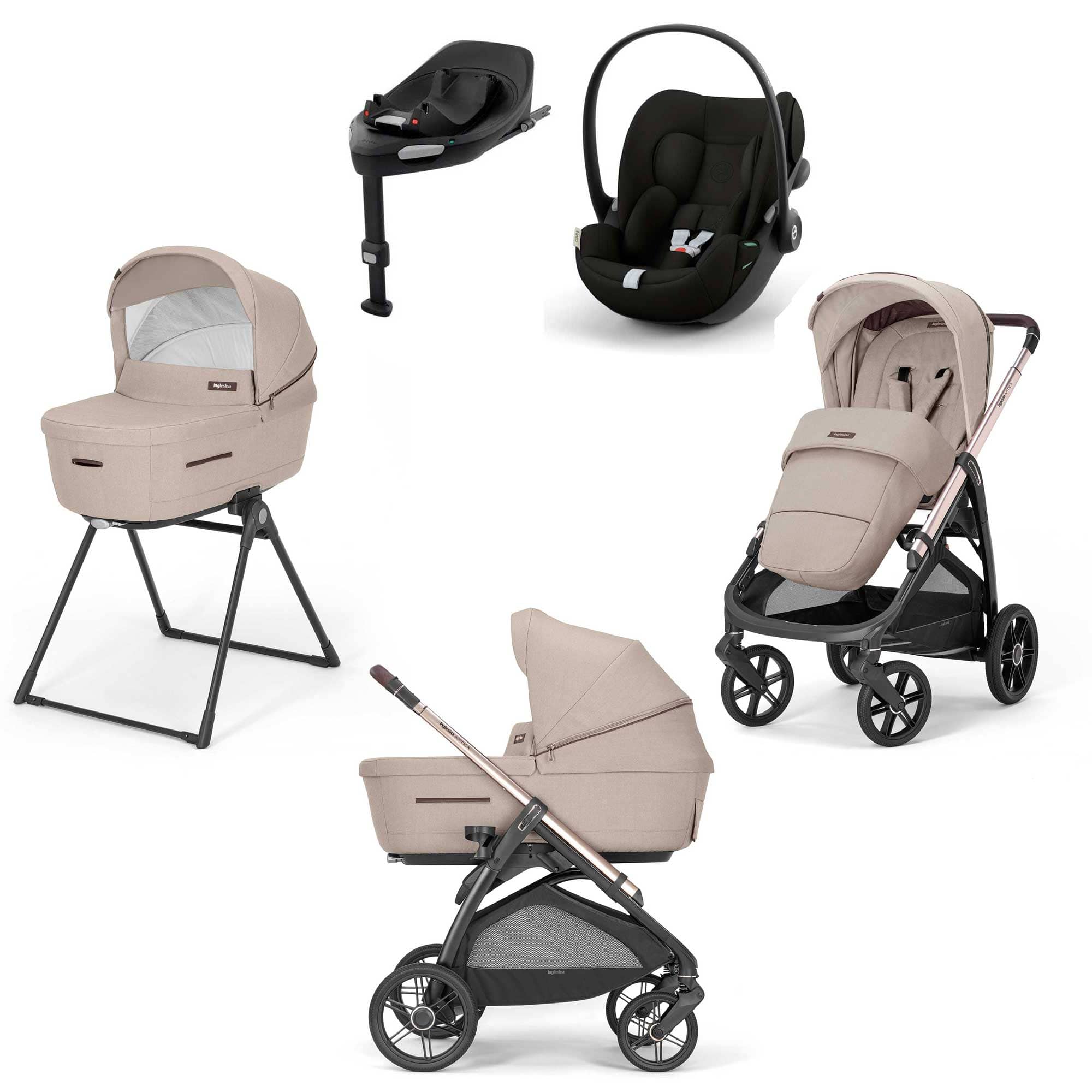 cybex vs inglesina Inglesina Aptica Quattro Cybex Travel System in Pashmina Beige