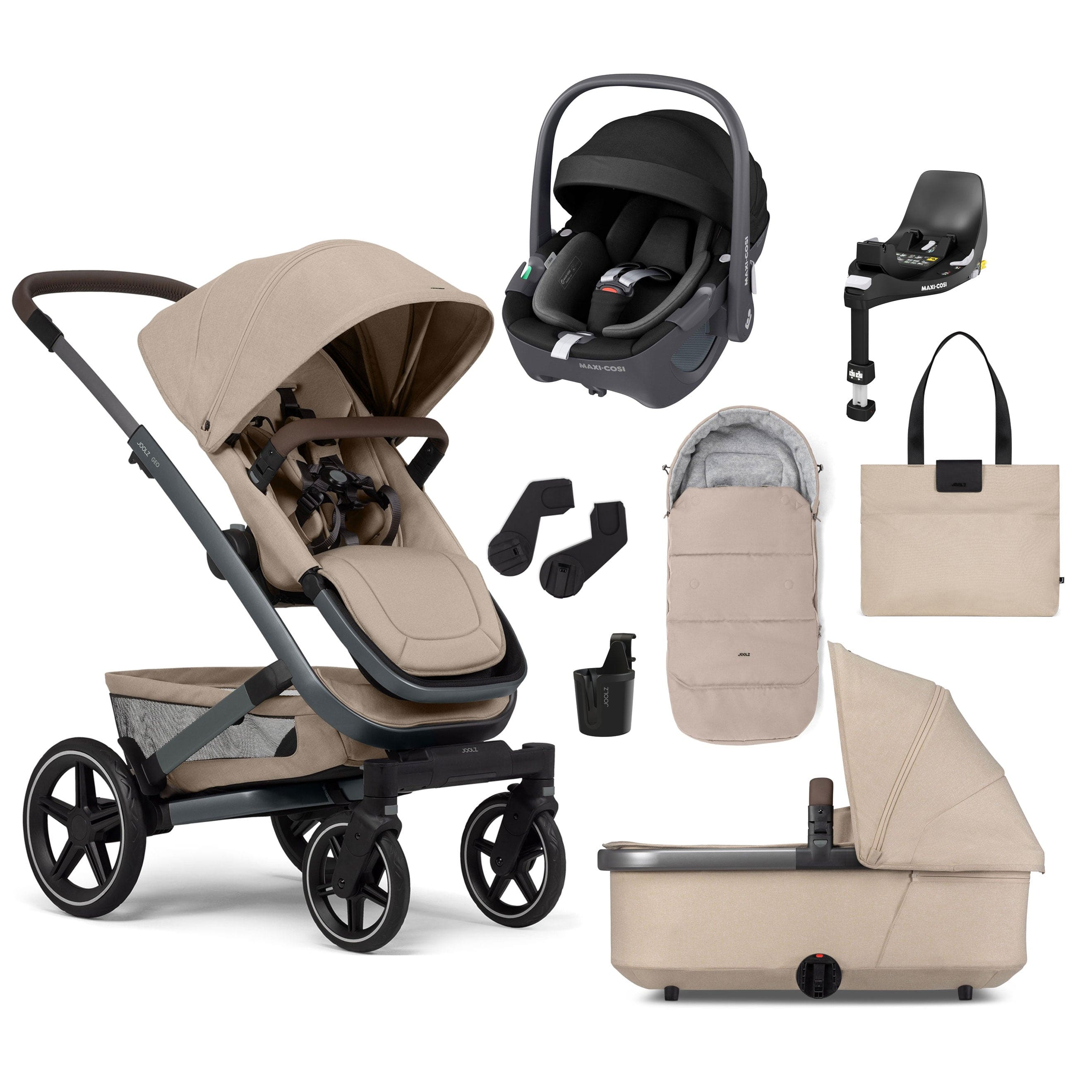 Joolz Geo3 Mono Ultimate Maxi-Cosi Bundle in Sandy Taupe Travel Systems 15588-SAN-TPE 8715688083499