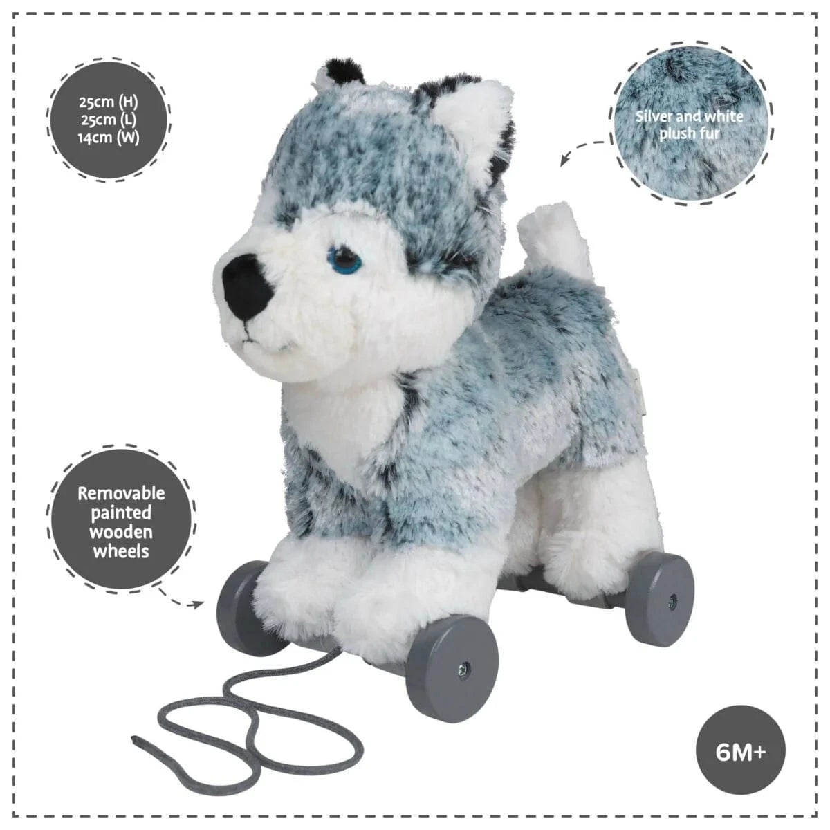 Little Bird Told Me Mishka Dog Pull Along Toy Push Along Toys LB3101 5060205532732