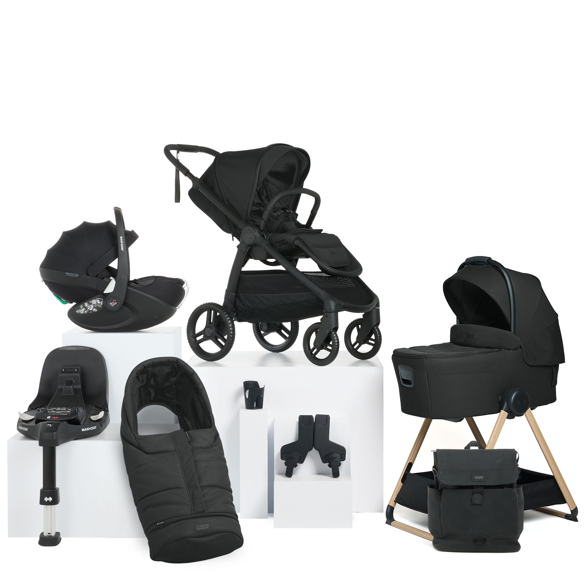 Mamas & Papas Ocarro 2 Complete 9 Piece Pebble 360 Pro 2 Bundle in Eclipse Baby Prams 67091EC01-5 5063229228131