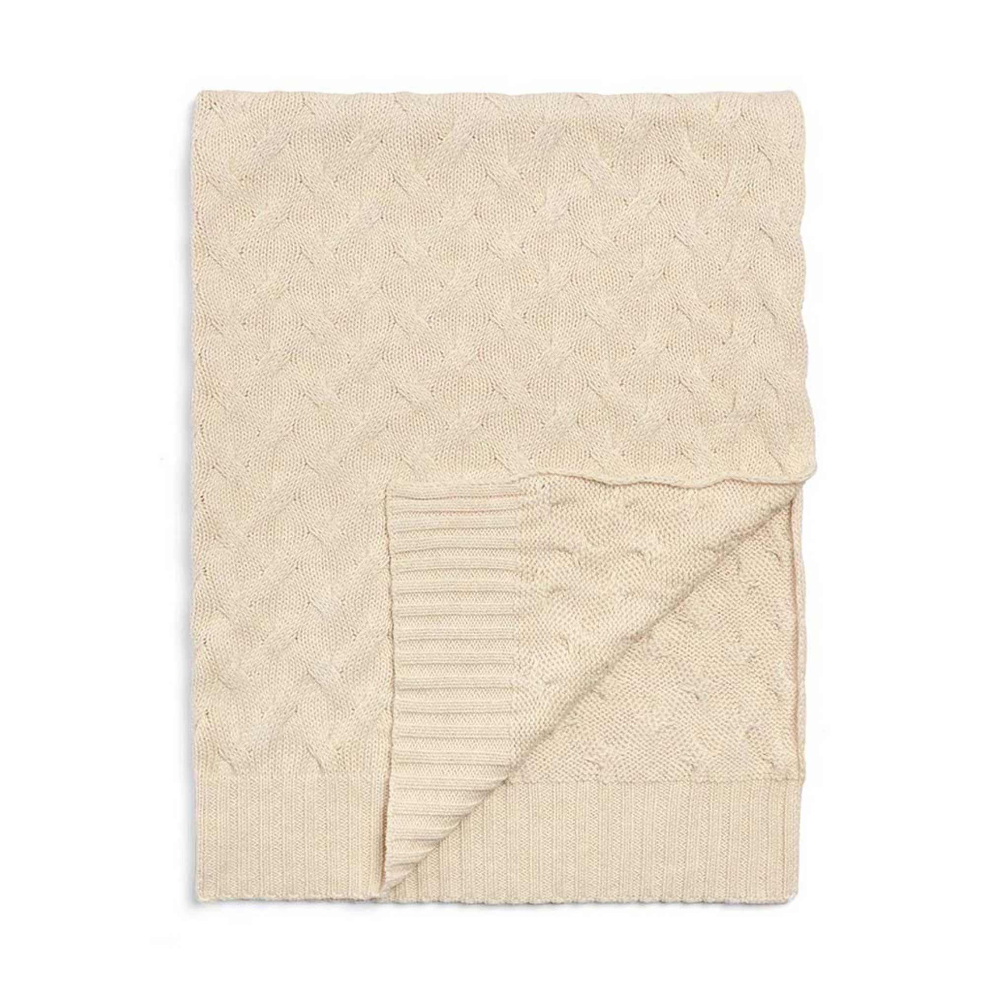 Mamas & Papas Knitted Blanket in Duckling Cable Cot & Cot Bed Blankets 7883RE400 5063229111907