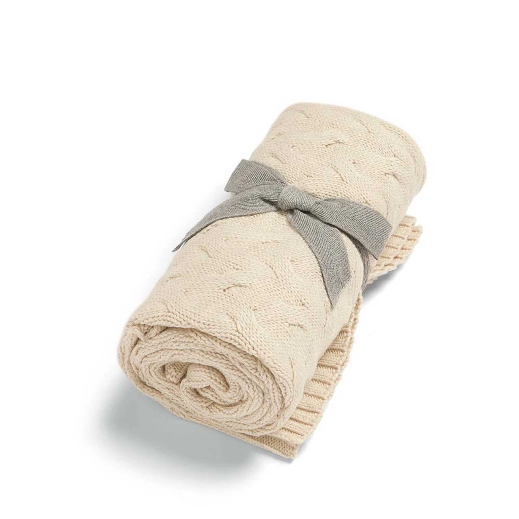 Mamas & Papas Knitted Blanket in Duckling Cable Cot & Cot Bed Blankets 7883RE400 5063229111907