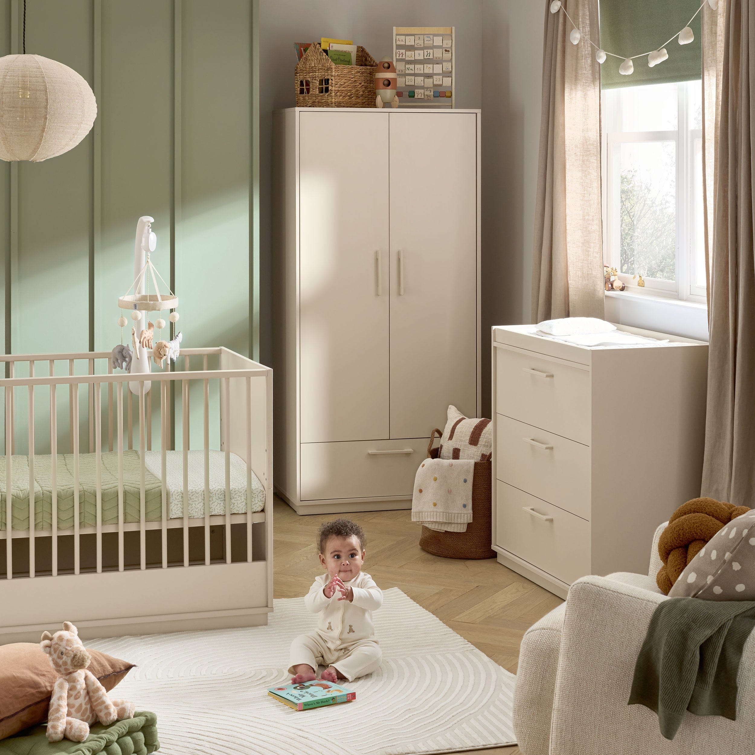Mamas & Papas Flockton 3 Piece Cotbed Roomset in Cashmere Nursery Room Sets