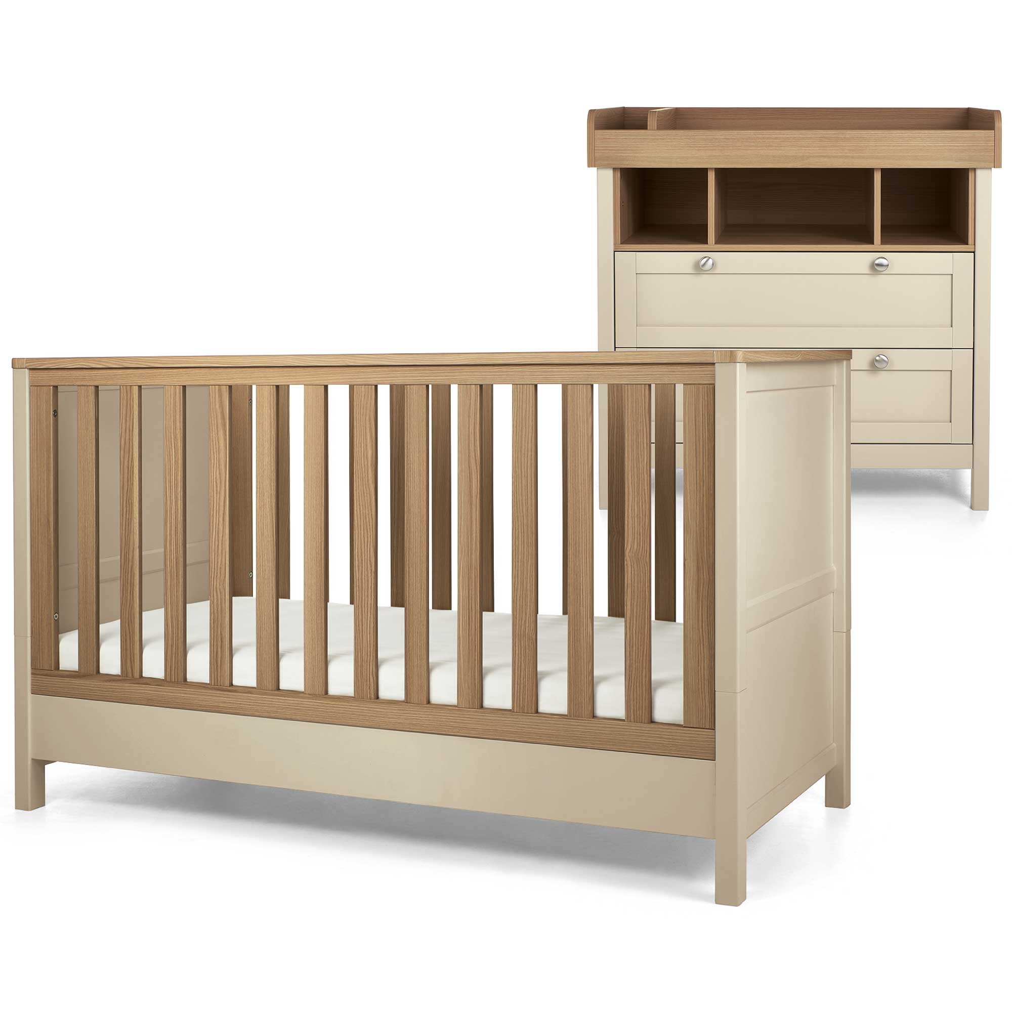 Mamas & Papas Harwell 2 Piece Cotbed & Dresser Roomset Cashmere Nursery Room Sets