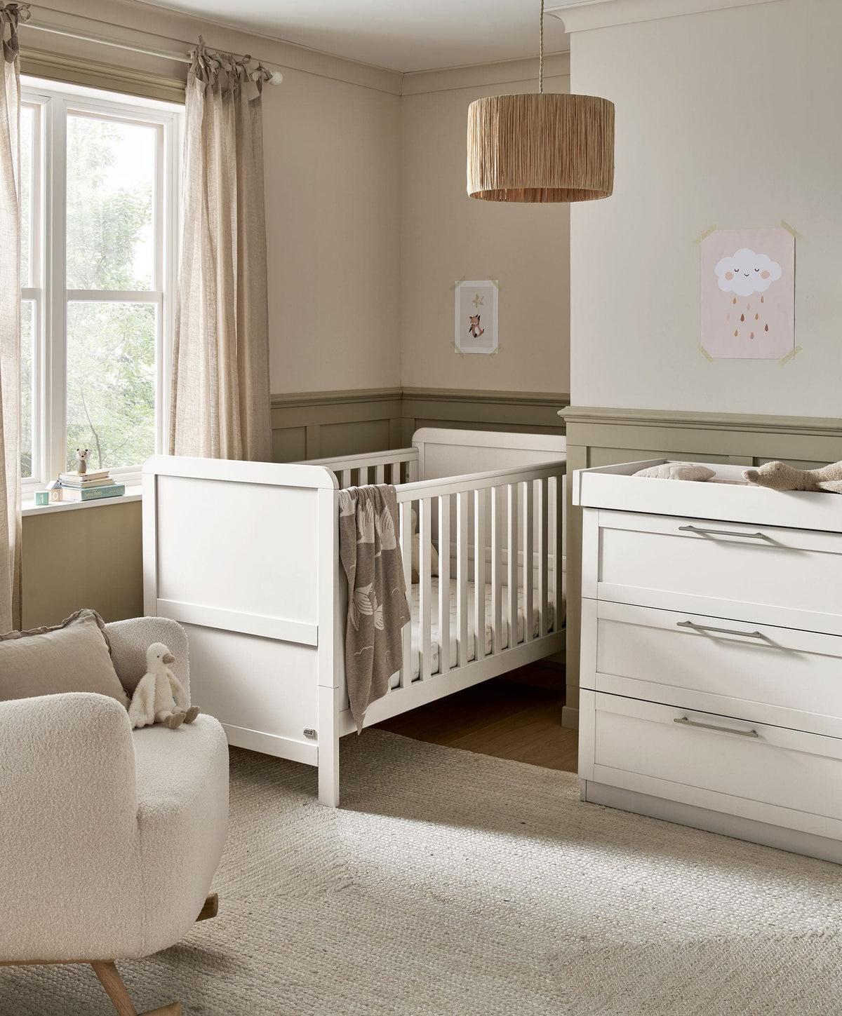 Mamas & Papas Walton 2 Piece Cotbed Roomset White Nursery Room Sets