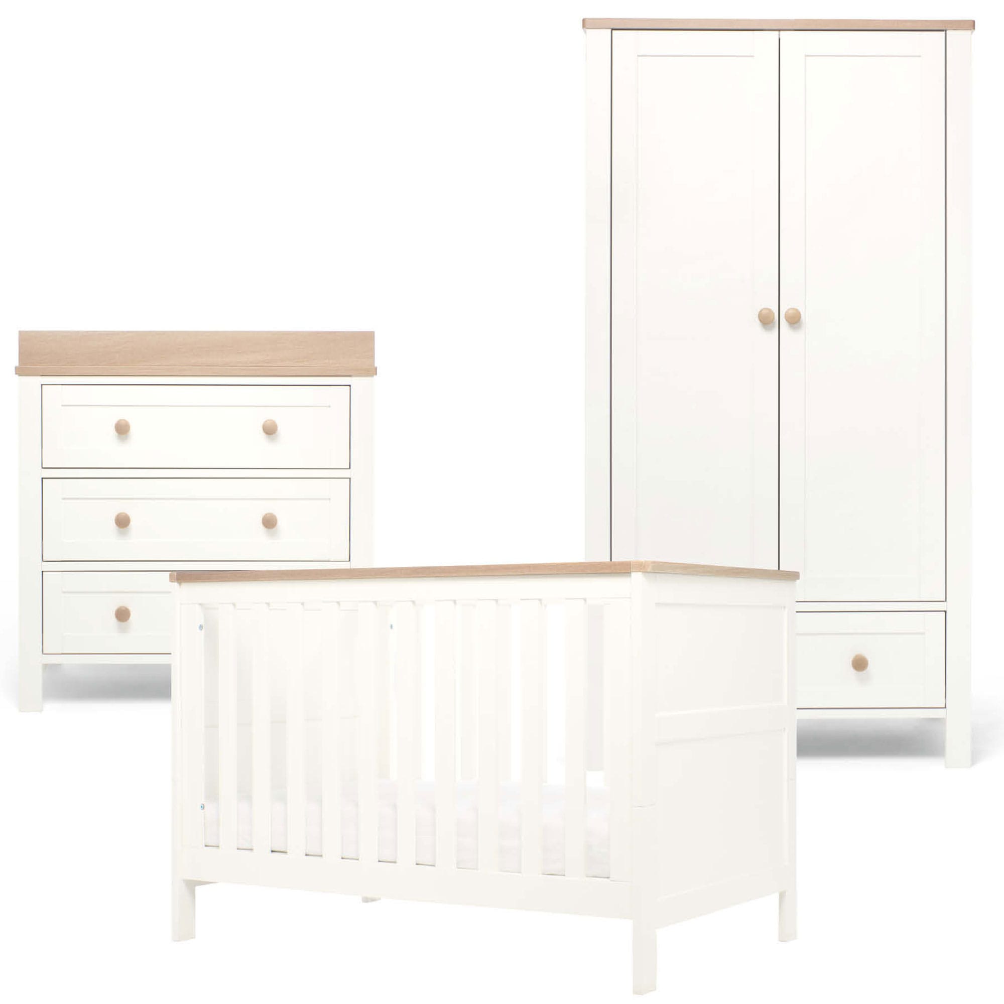 Mamas & Papas Wedmore 3 Piece Convertible Cot Range in White Nursery Room Sets