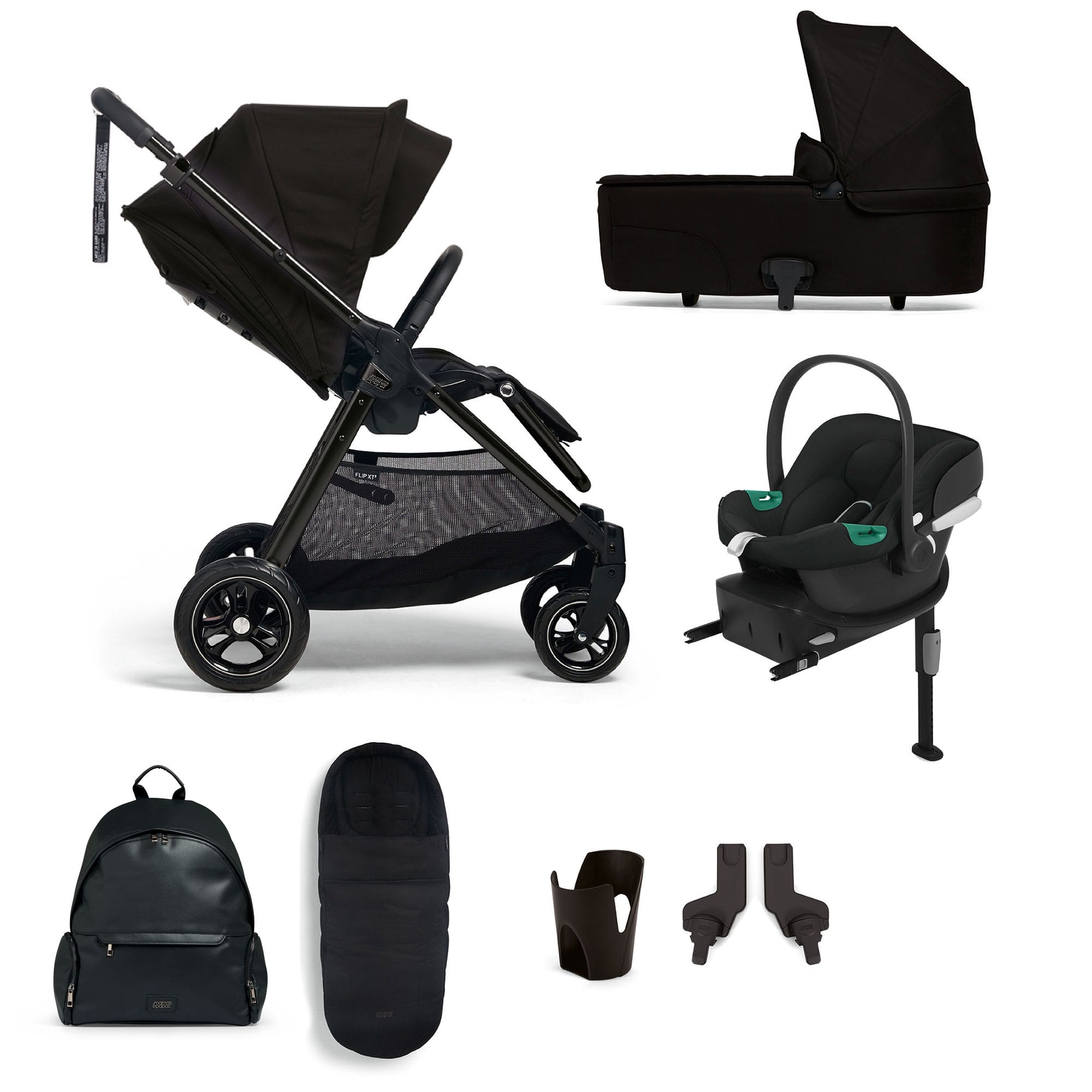 Mamas & Papas Flip XT³ 8 Piece Essentials Bundle with Car Seat in Ink Travel Systems 61941NK00 5063229087356