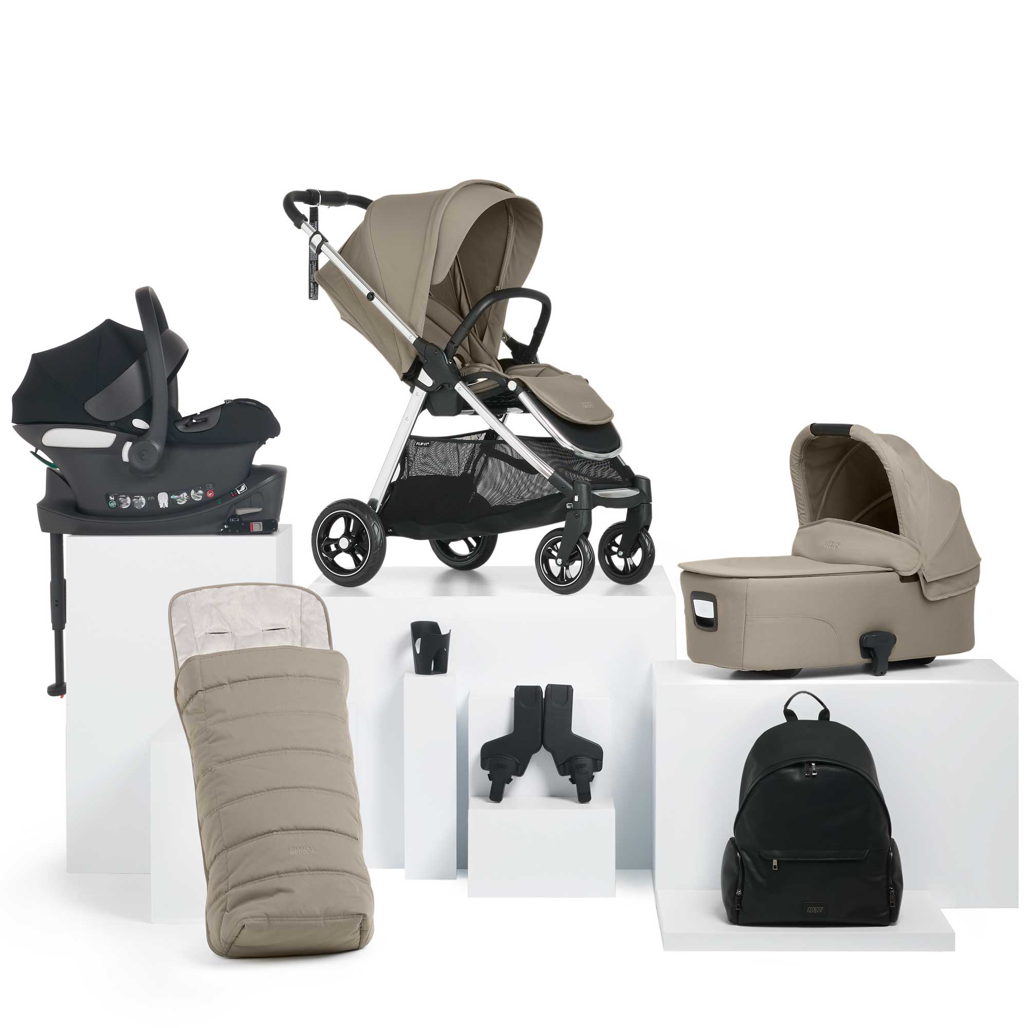 Mamas & Papas Flip XT³ 8 Piece Essentials Bundle with Car Seat in Sage Grey Travel Systems 6194SA801 5063229227172