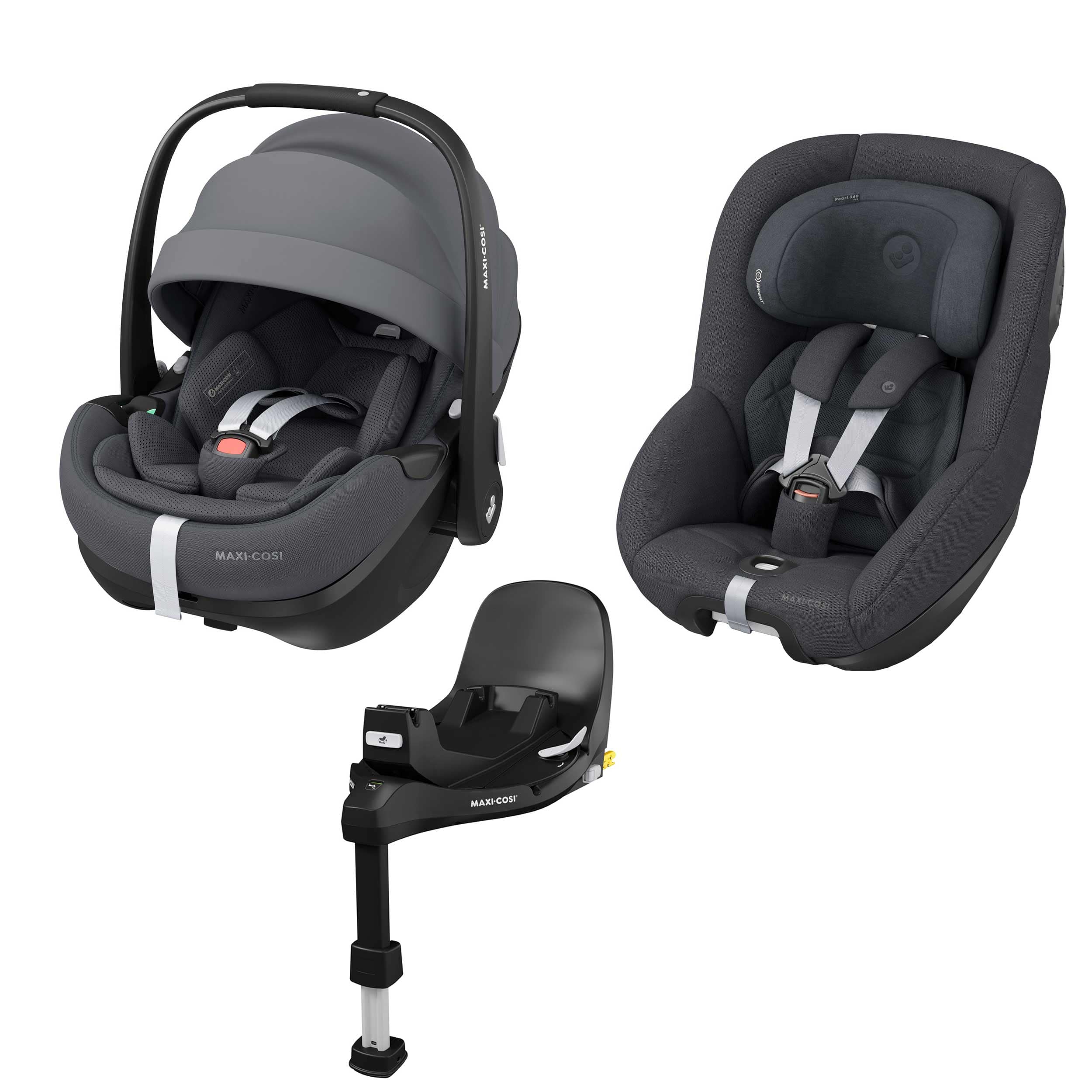 Maxi-Cosi 360 Pro 2 Family Bundle in Twillic Graphite Baby Car Seats KF59200000 8712930008859