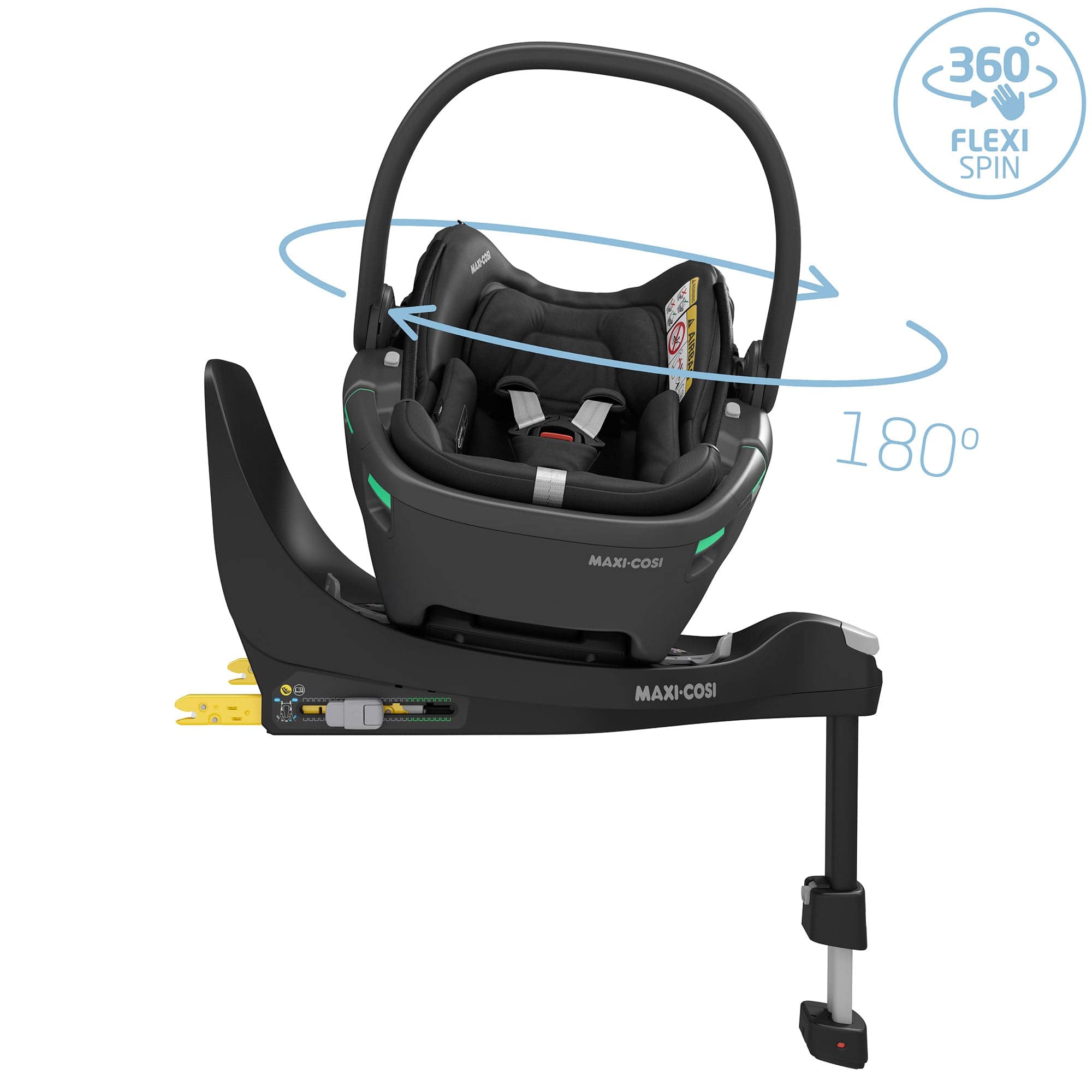 Maxi Cosi Coral 360 & Family Fix 360 Base Bundle Essential Black Baby Car Seats 10715-ESS-BLK 8712930178187