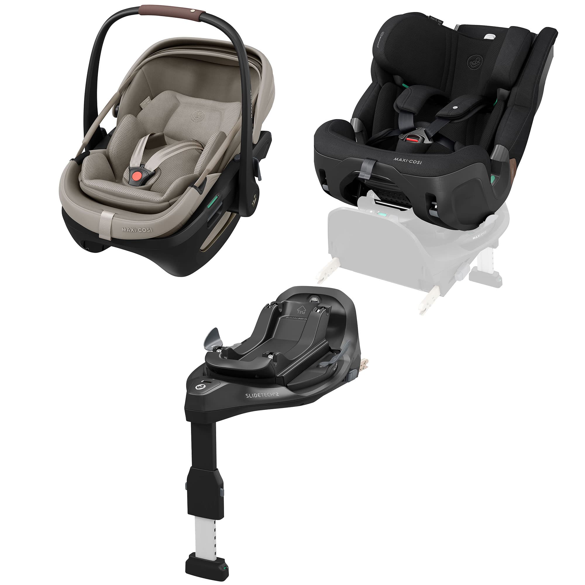 Maxi-Cosi Coral Slide Pro, Pearl XL Slide Pro & Base Bundle in Sapphire Sand Baby Car Seats KF10000151 8712930187790