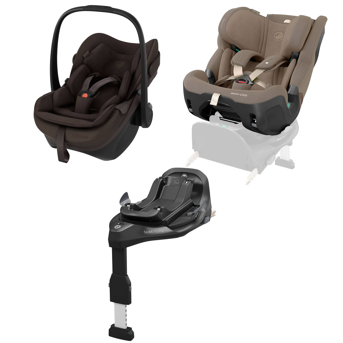 Maxi-Cosi Slide Pro Family Bundle in Espresso Brown/ Truffle Baby Car Seats KF10000278 8720291009705