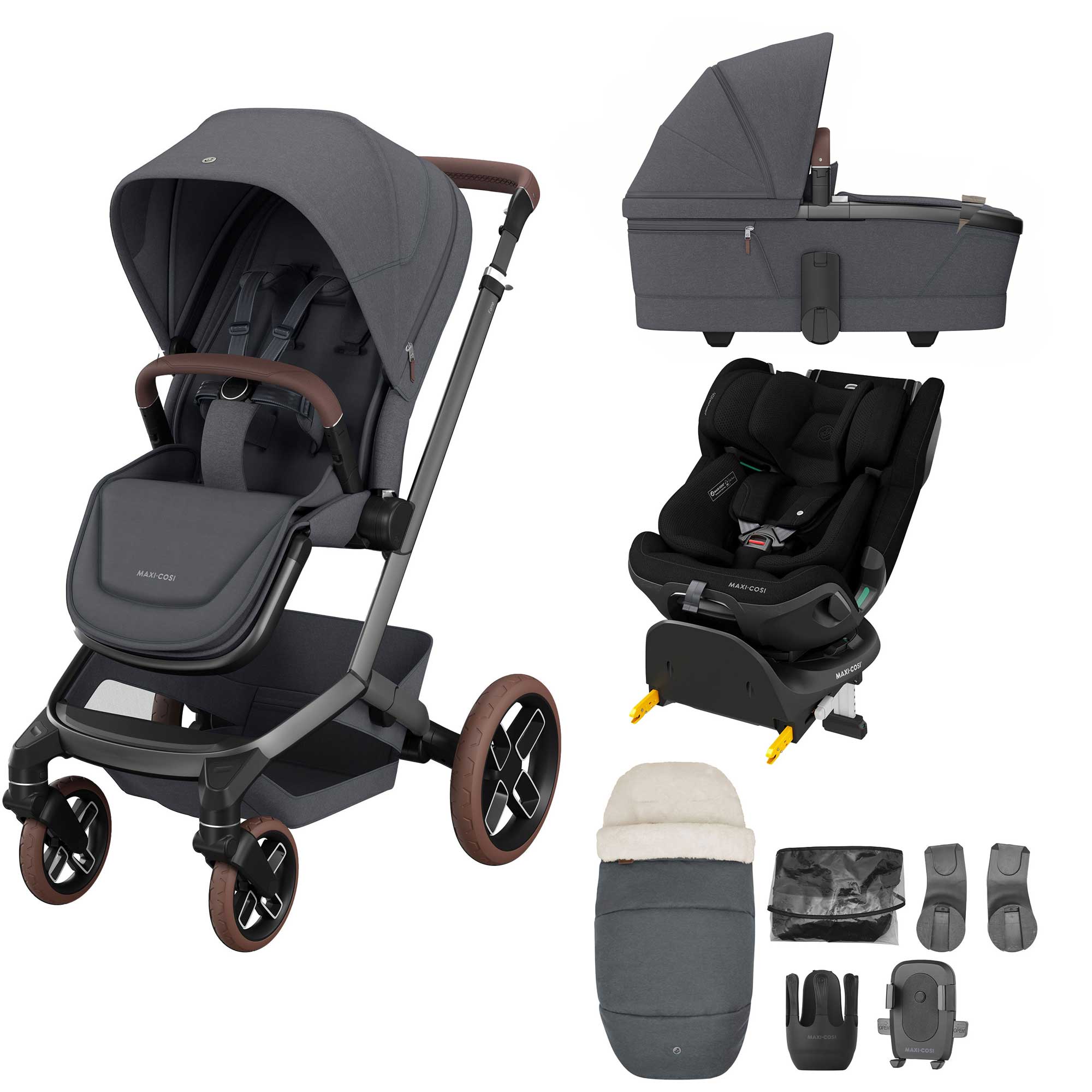 Maxi-Cosi FAME 9 Piece Emerald 360 Pro 2 Bundle in Twillic Graphite Baby Prams KF10000128 8712930023630