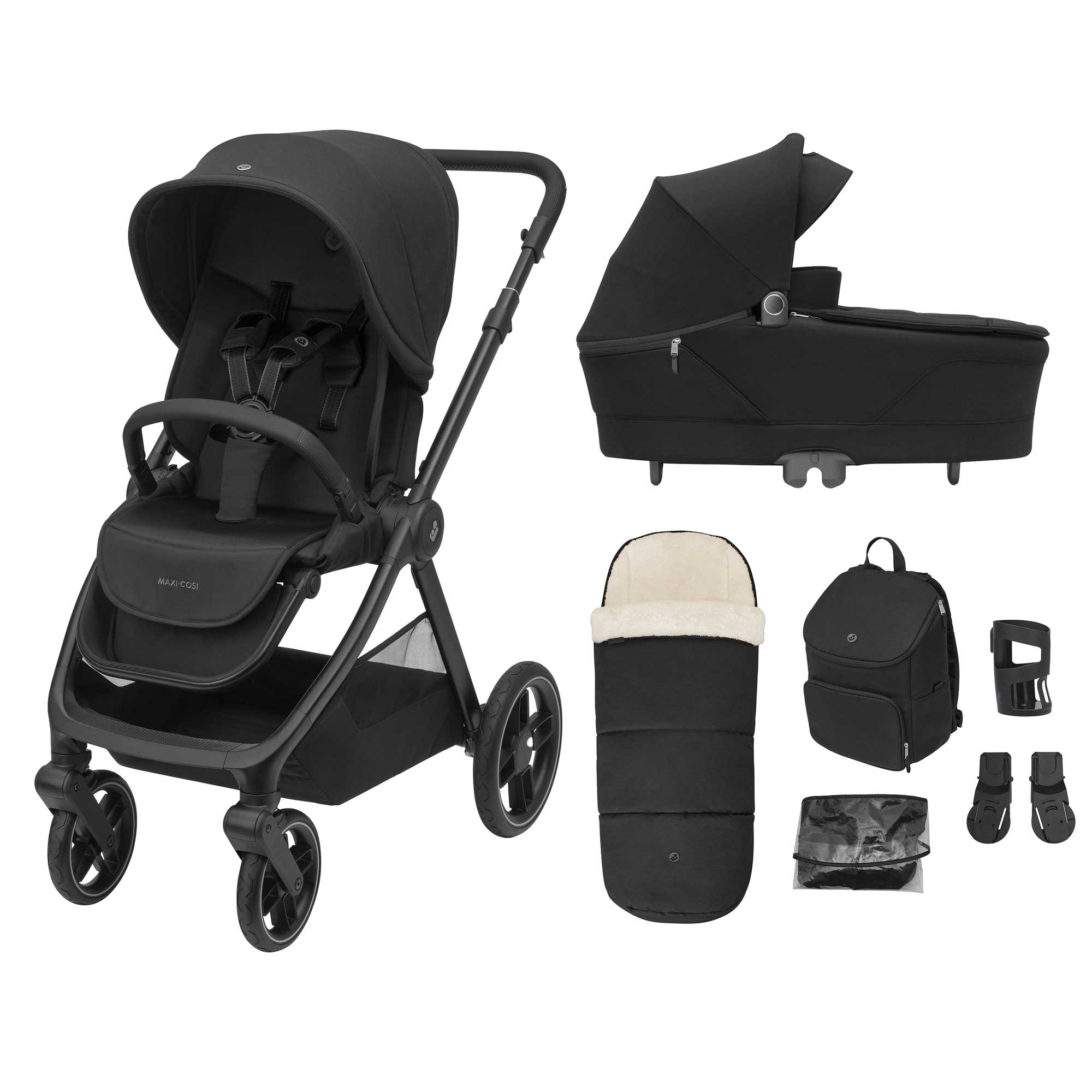 Maxi-Cosi Oxford+ 7 Piece Essential Bundle in Twillic Black Baby Prams KF10000118 3220660010325