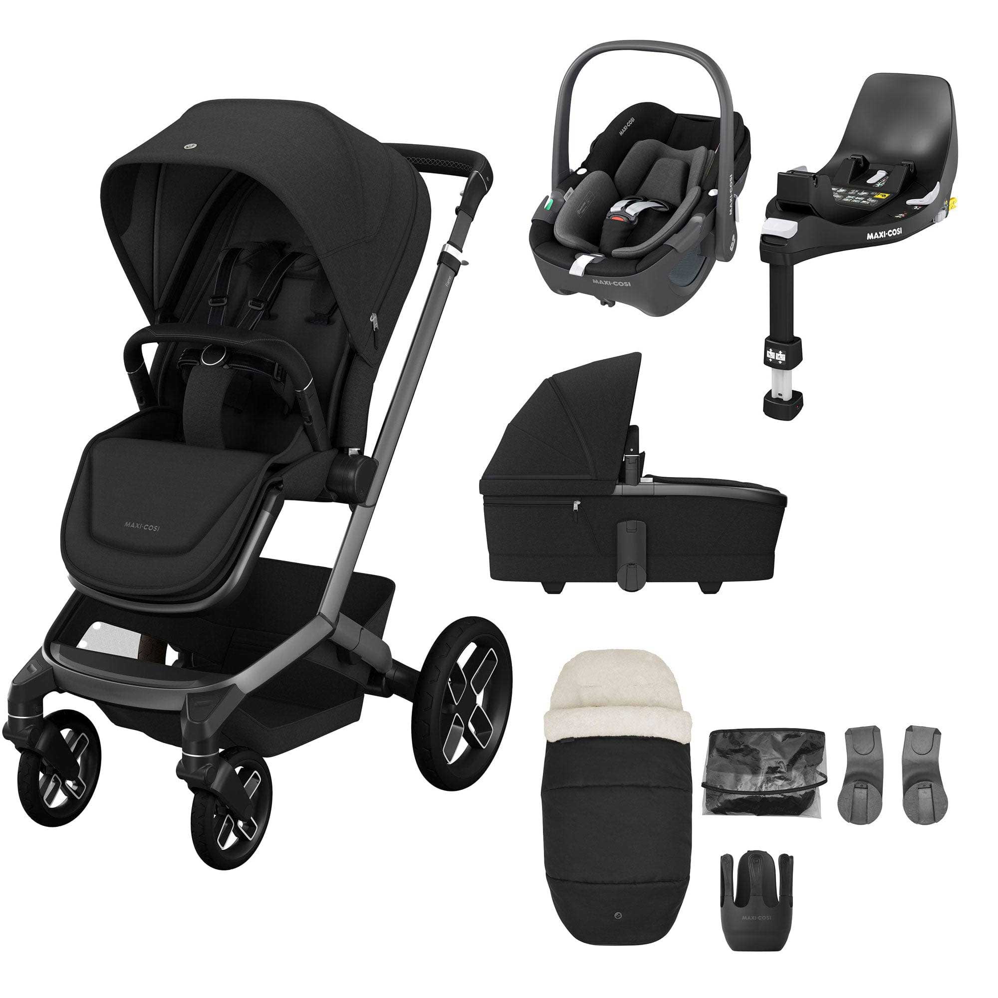 Maxi-Cosi FAME 8 Piece Complete Bundle in Twillic Black Travel Systems KF10000086 8712930017981