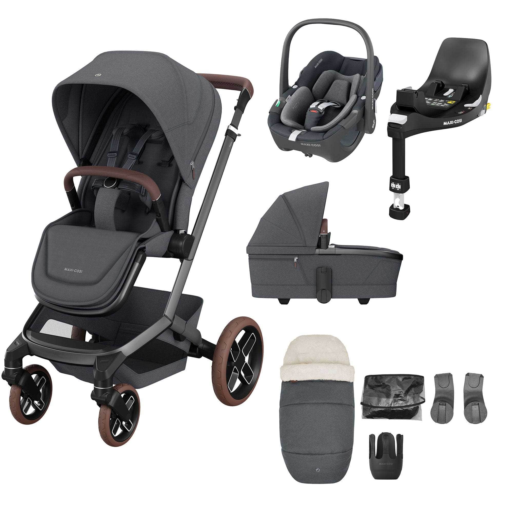 Maxi-Cosi FAME 8 Piece Complete Bundle in Twillic Graphite Travel Systems KF10000087 8712930017998