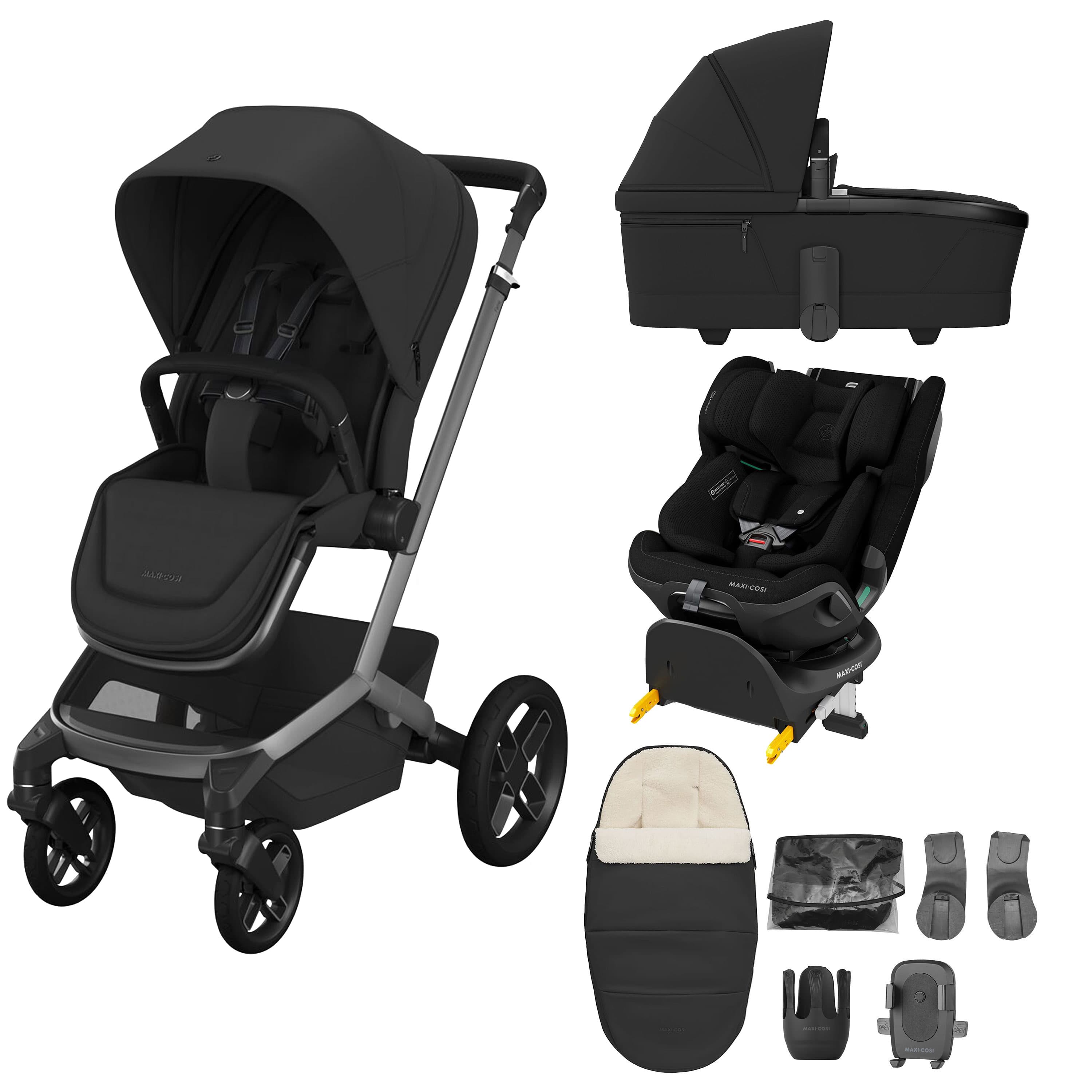 Maxi-Cosi Fame 8 Piece Emerald 360 Pro Bundle in Onyx Black Travel Systems KF10000230 8720291004175