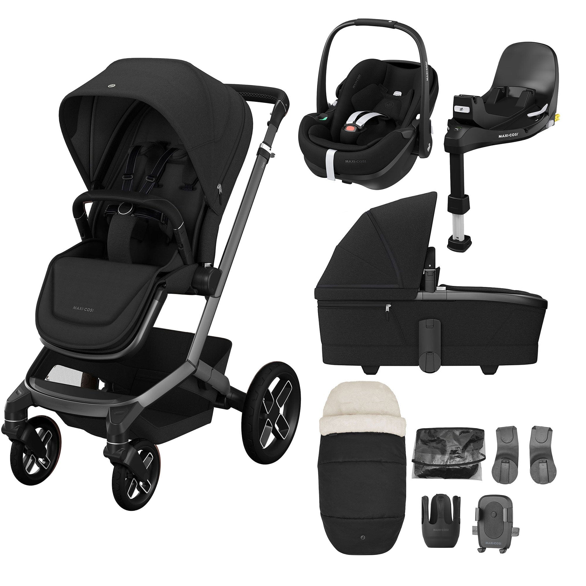 Maxi-Cosi FAME 9 Piece Premium Bundle in Twillic Black Travel Systems KF64600000 8712930013181