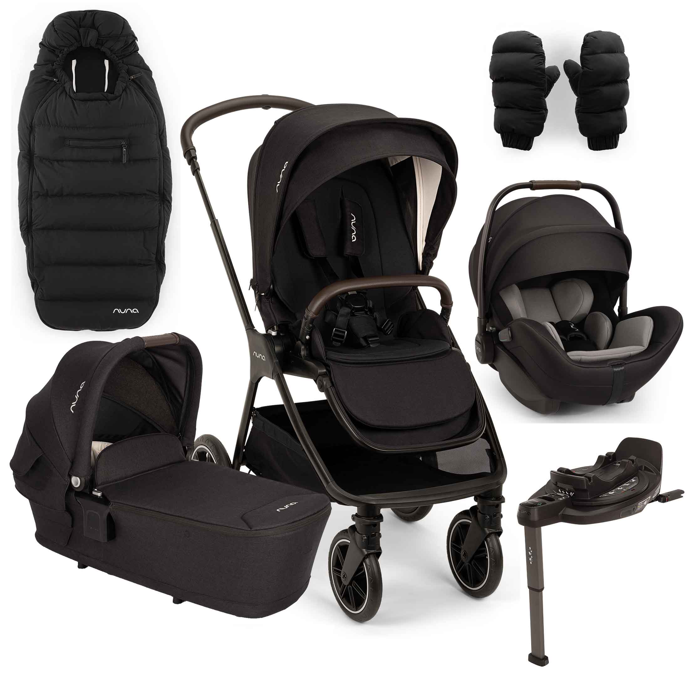 travel system nuna stroller Nuna TRIV lx + ARRA Flex + BASE Curv Bundle in Caviar