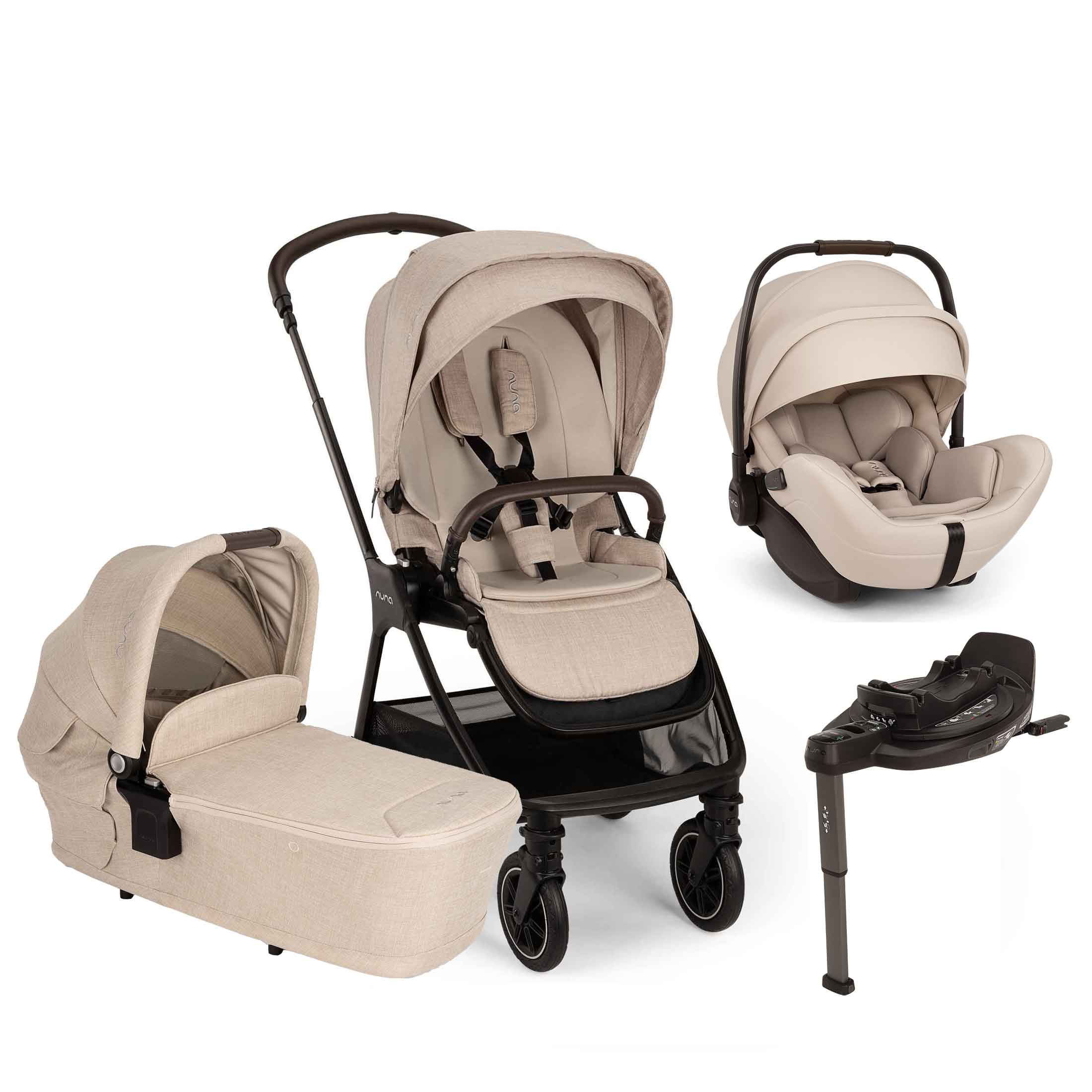 Nuna TRIV Next & ARRA Flex & BASE Curv Bundle in Biscotti Travel Systems Z2BNTRIV1041UK 5056080617800