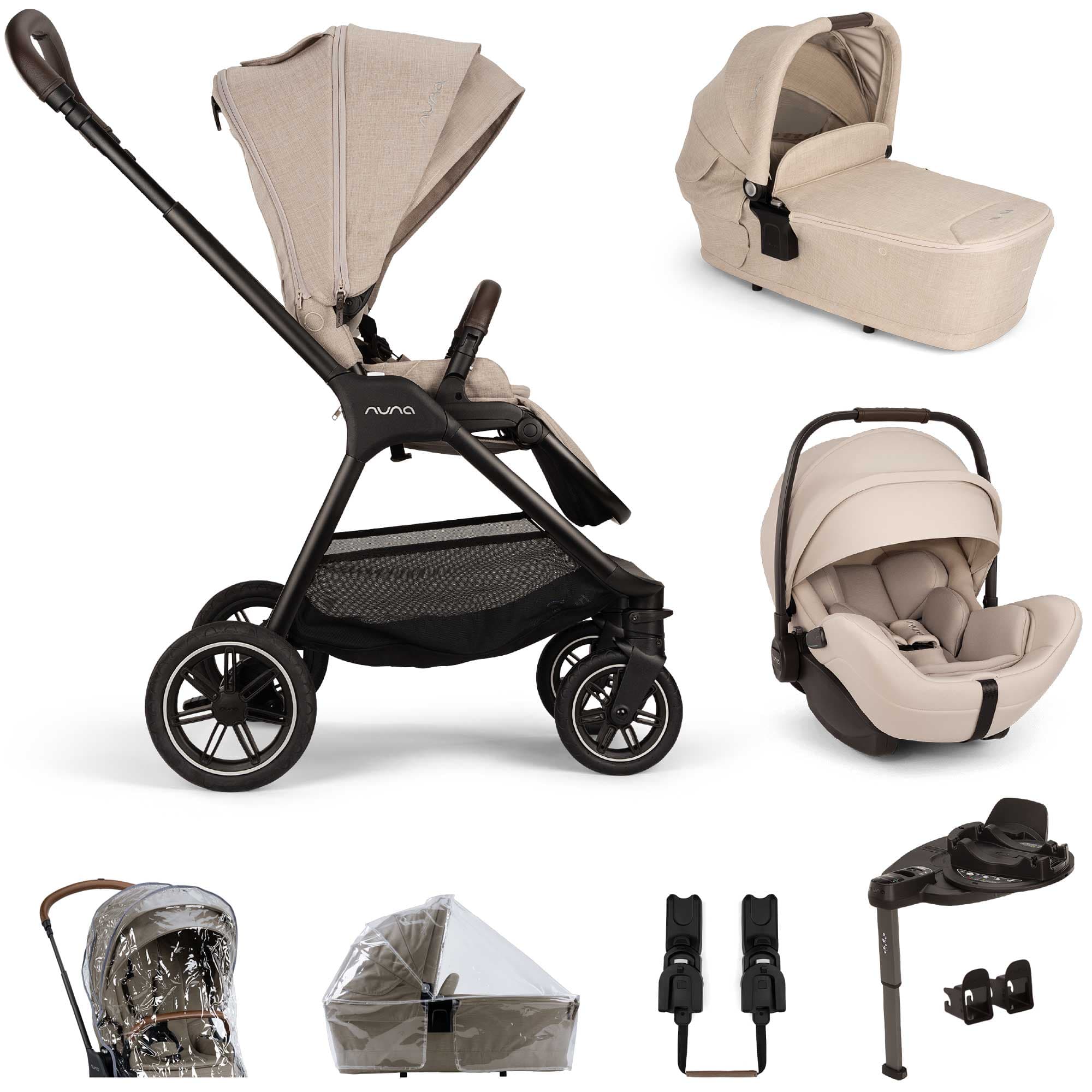 Nuna TRIV Next & ARRA Flex & BASE Curv Bundle in Biscotti Travel Systems Z2BNTRIV1041UK 5056080617800