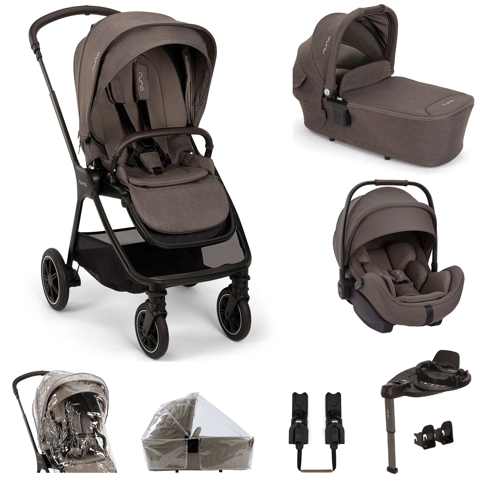 Nuna TRIV Next & ARRA Flex & BASE Curv Bundle in Chestnut Travel Systems Z2BNTRIV1049UK 5056080621784
