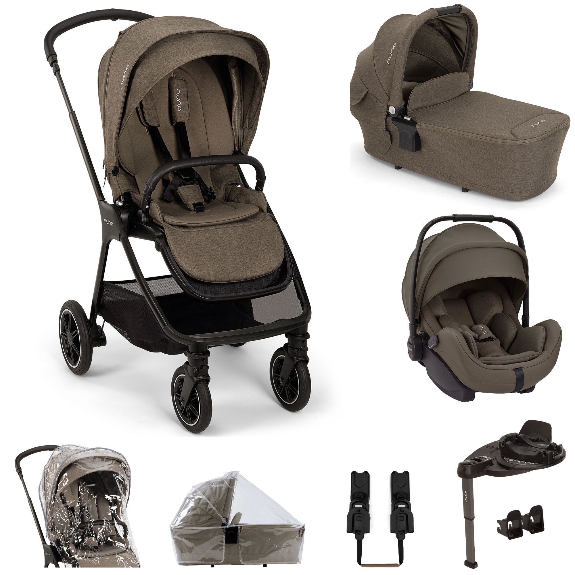 Nuna TRIV Next & ARRA Flex & BASE Curv Bundle in Pistachio Travel Systems Z2BNTRIV1050UK 5056080621791