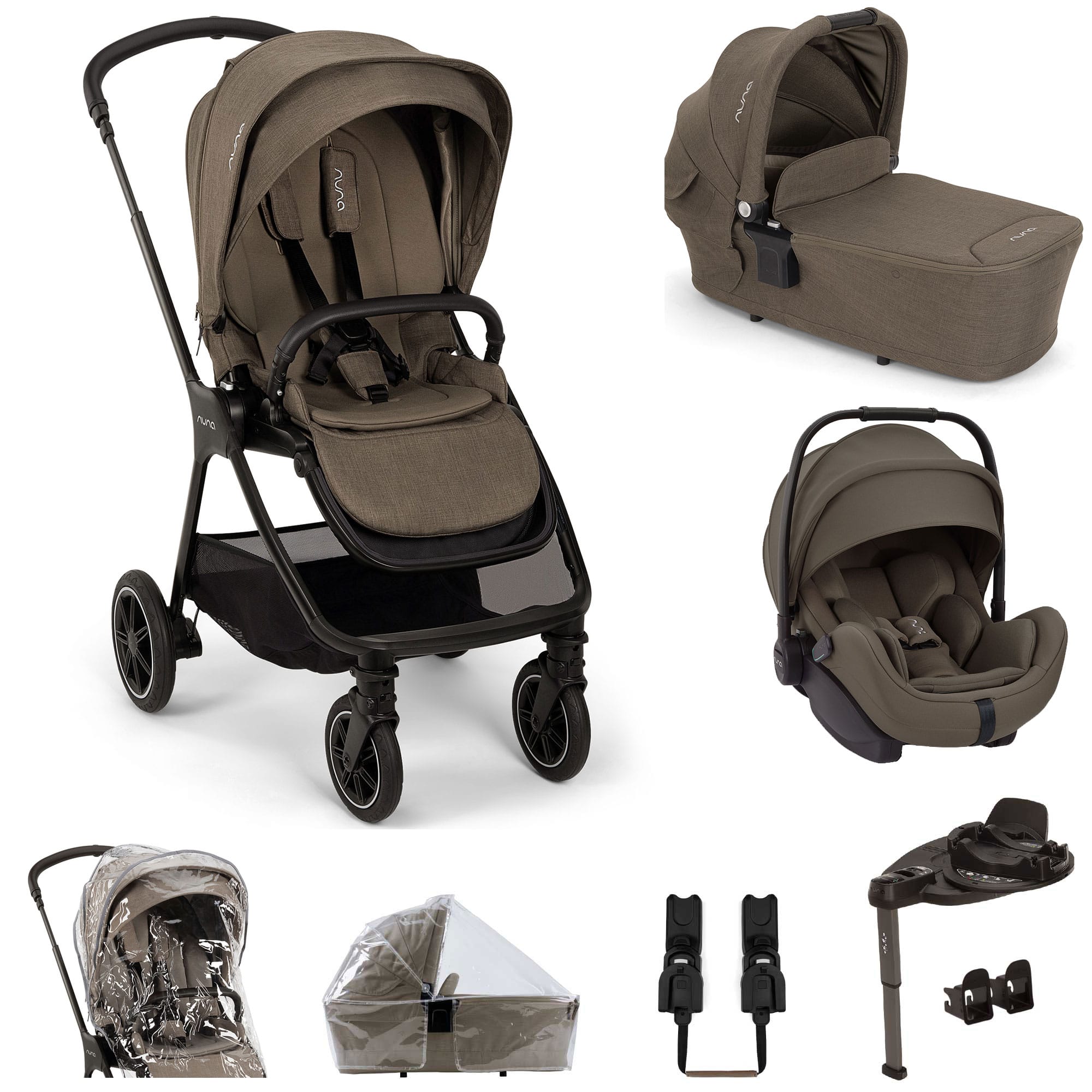 Nuna TRIV Next & ARRA Flex & BASE Curv Bundle in Pistachio Travel Systems Z2BNTRIV1050UK 5056080621791