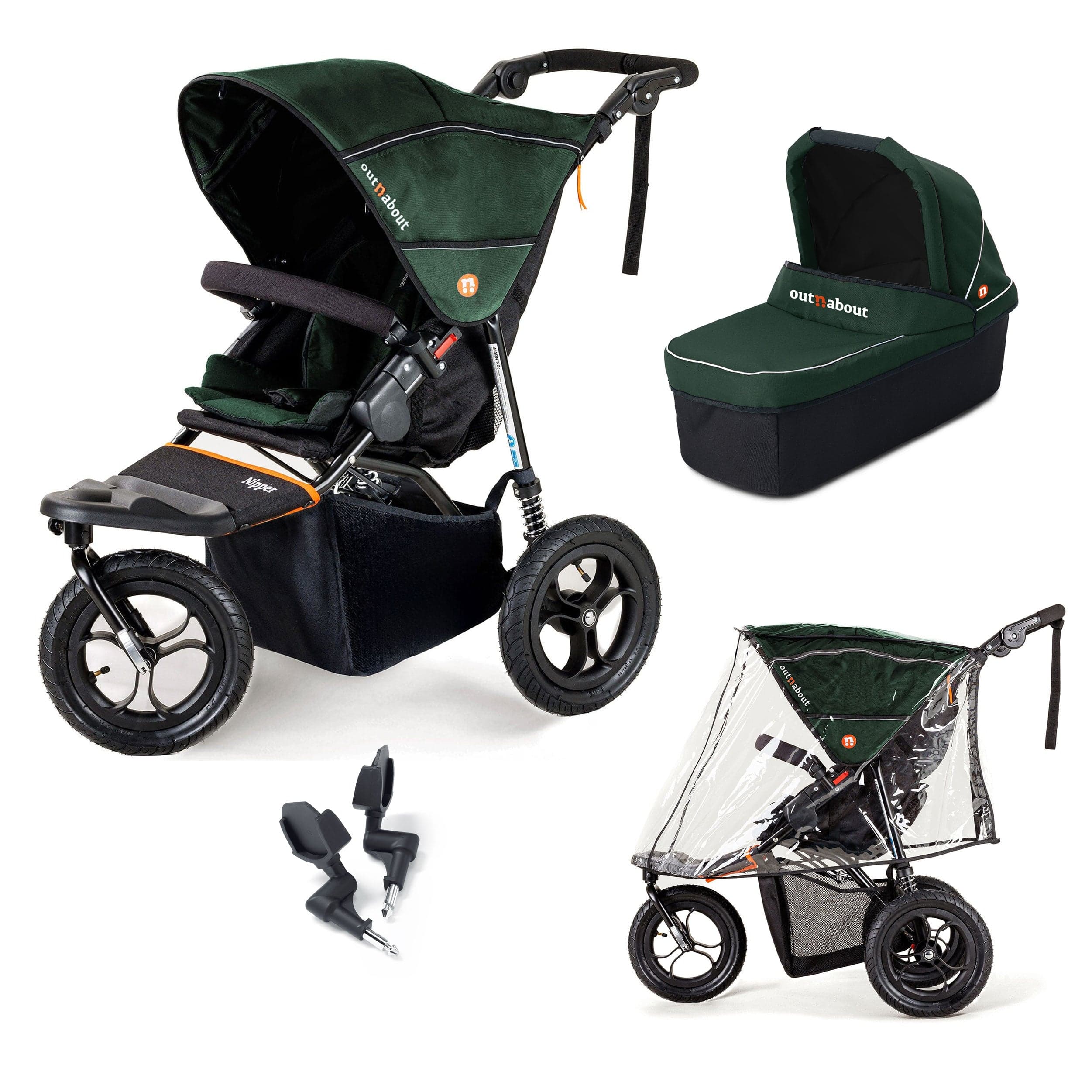 Out n About Nipper New Parent Starter Bundle in Sycamore Green 3 Wheeler Pushchair Bundles 5060167546129