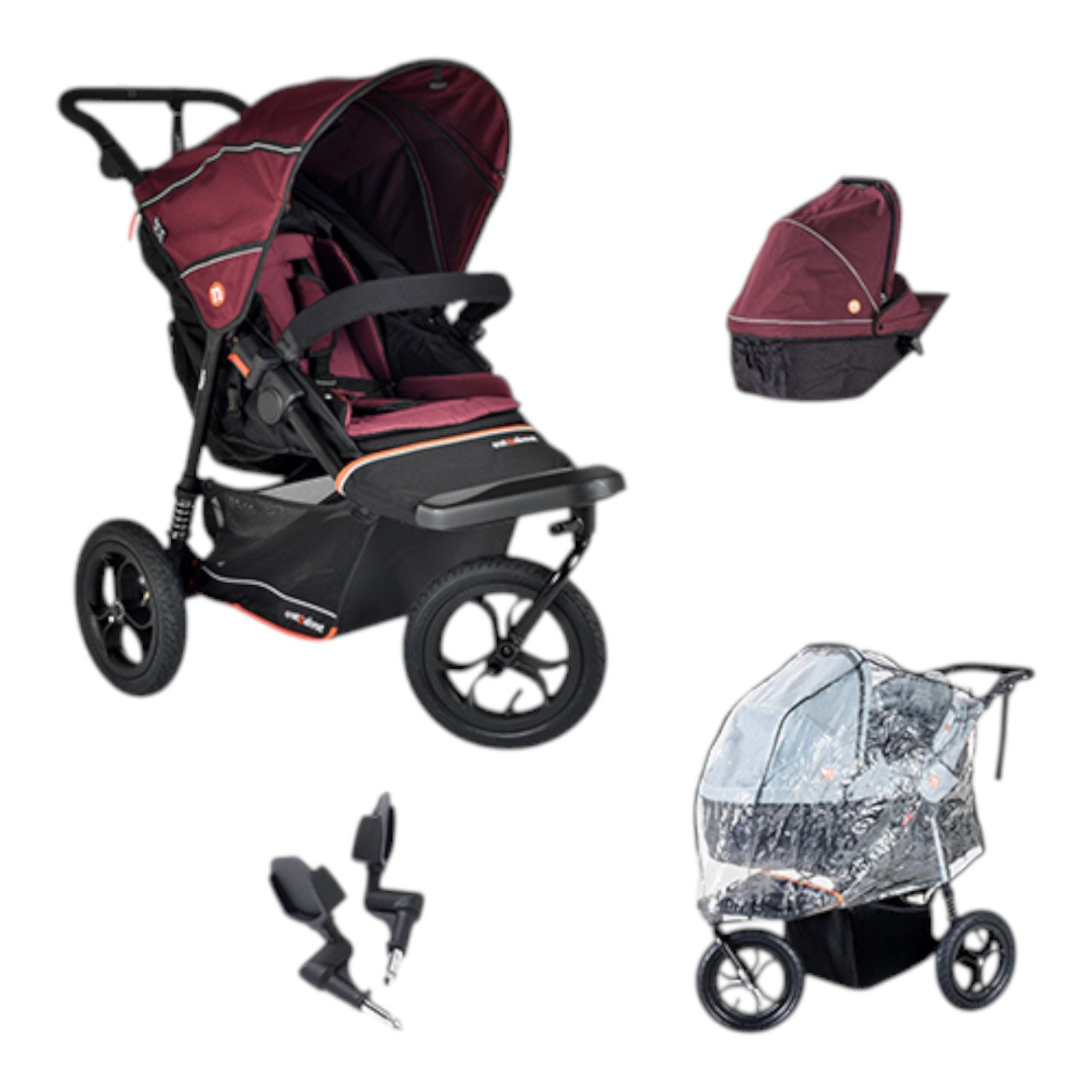 Out n About Nipper V6 Newborn Bundle in Brambleberry Red Double & Twin Prams 21047-BRA-RED 5060167547669