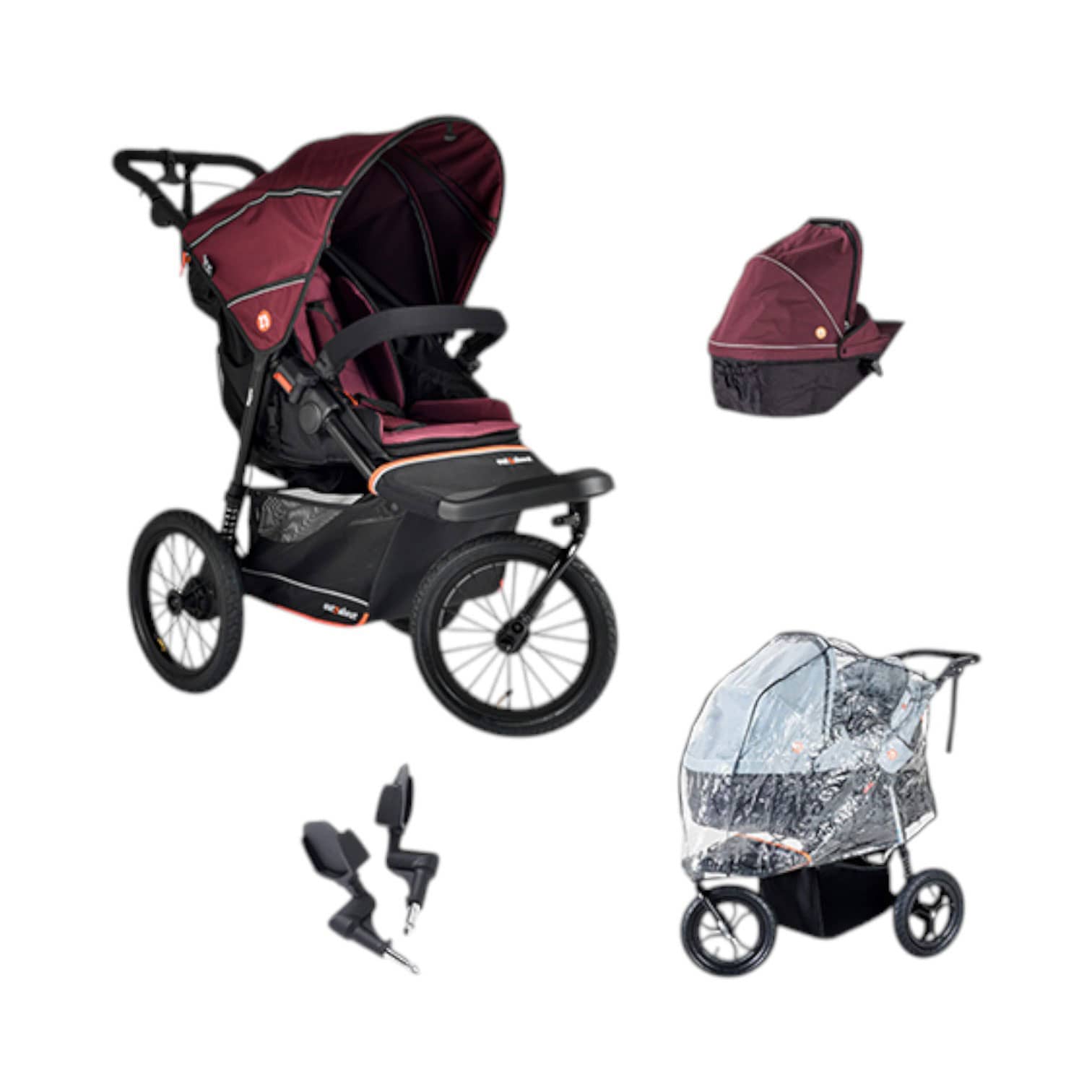 Out n About Nipper V6 Plus Newborn Bundle in Brambleberry Red Double & Twin Prams 21056-BRA-RED 5060167547713