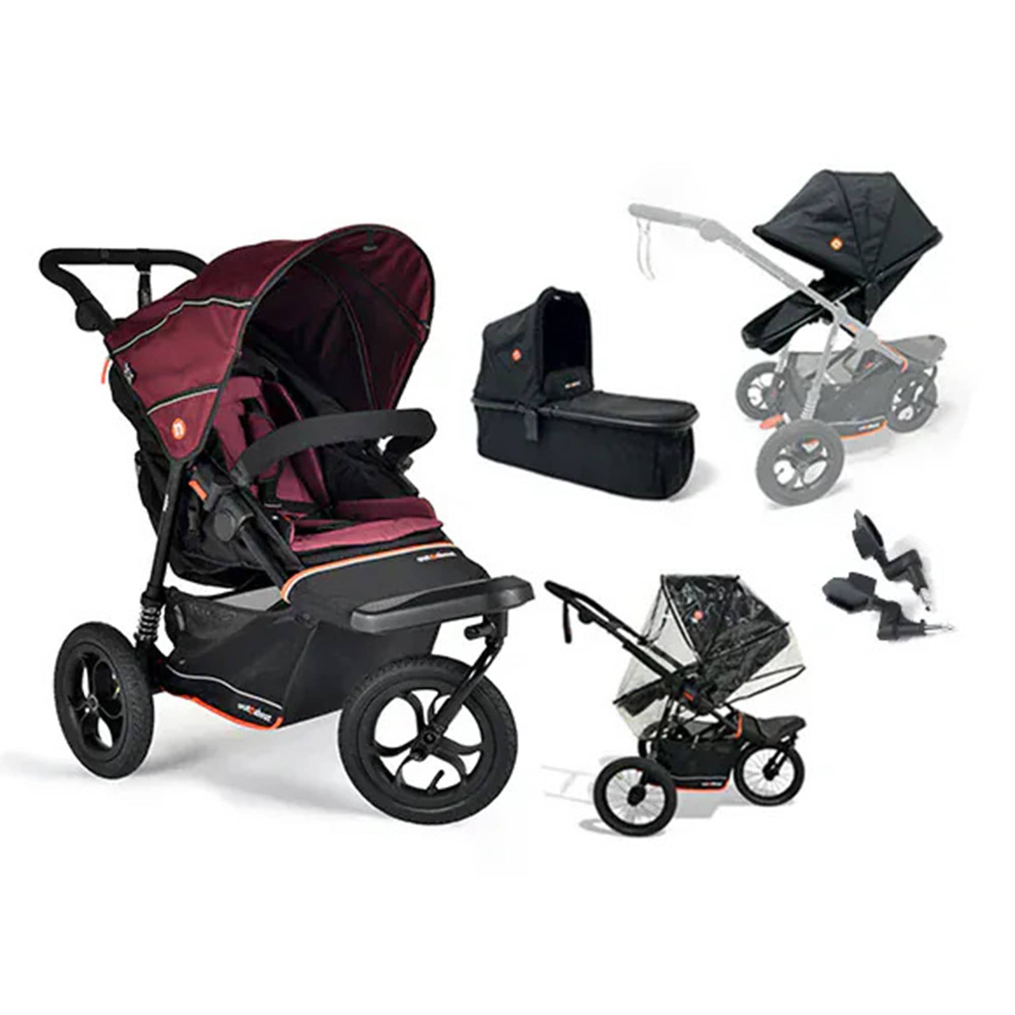 Out n About Nipper V6 Switch Newborn Bundle in Brambleberry Red Double & Twin Prams ONANIP-01SWHBUNV6-BDY 5060167549267