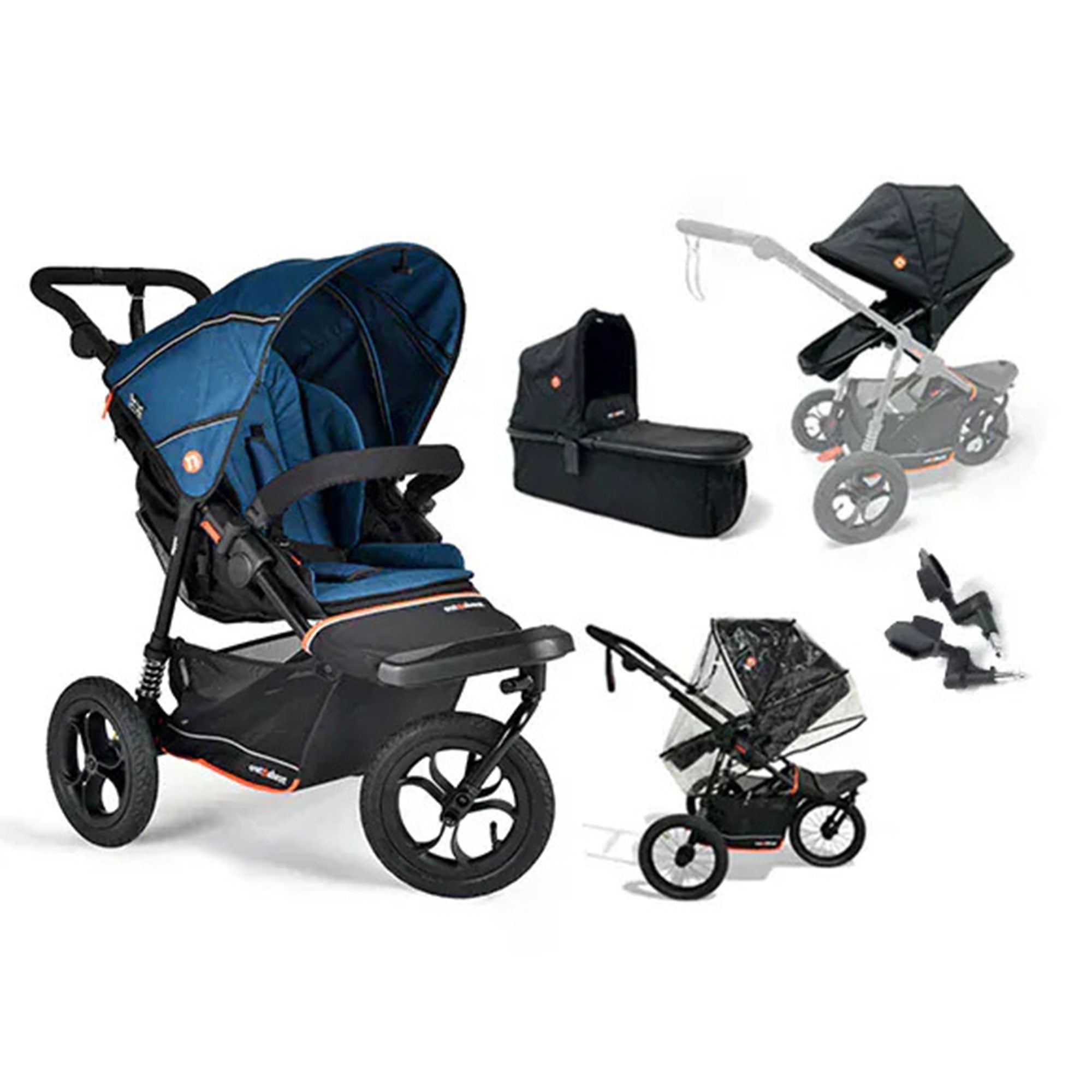 Out n About Nipper V6 Switch Newborn Bundle in Highland Blue Double & Twin Prams ONANIP-01SWHBUNV6-BLU 5060167549274
