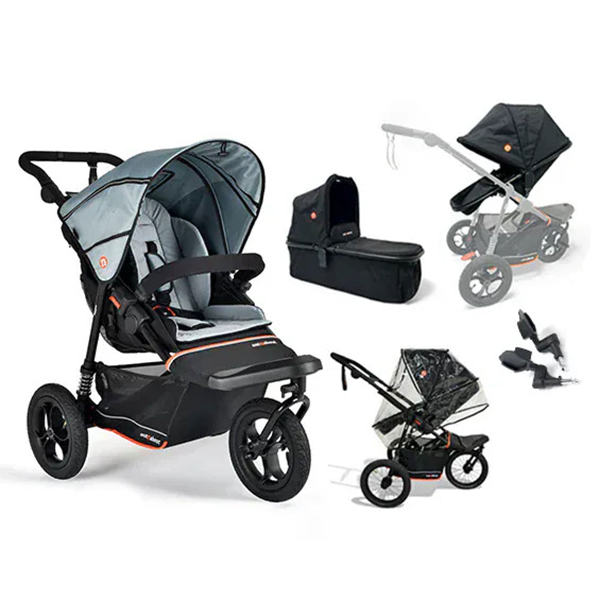 Out n About Nipper V6 Switch Newborn Bundle in Rock Salt Grey Double & Twin Prams ONANIP-01SWHBUNV6-GRY 5060167549281