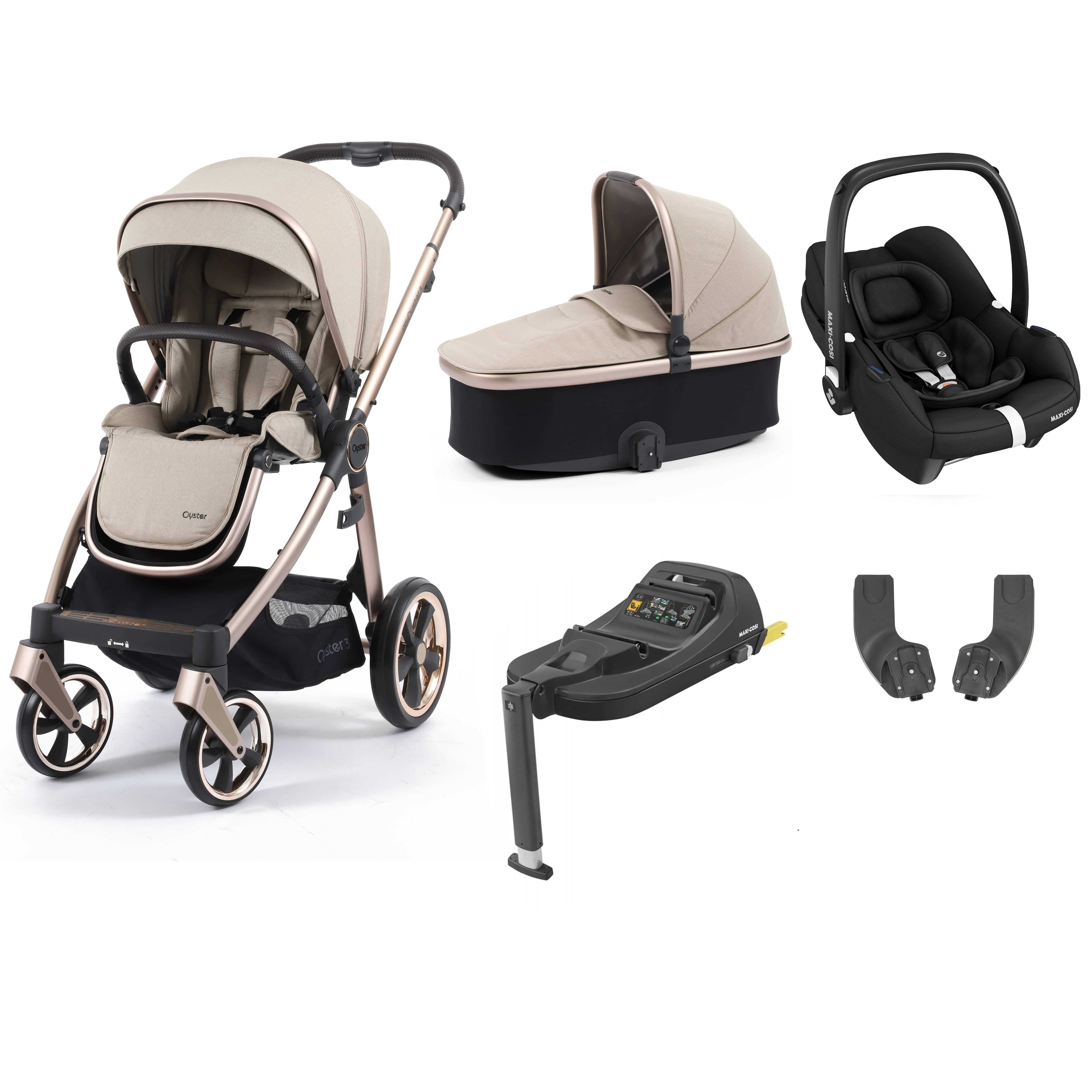 Babystyle Oyster 3 Essential Bundle with Car Seat in Creme Brulee Travel Systems 14762-CMB 5060711567235