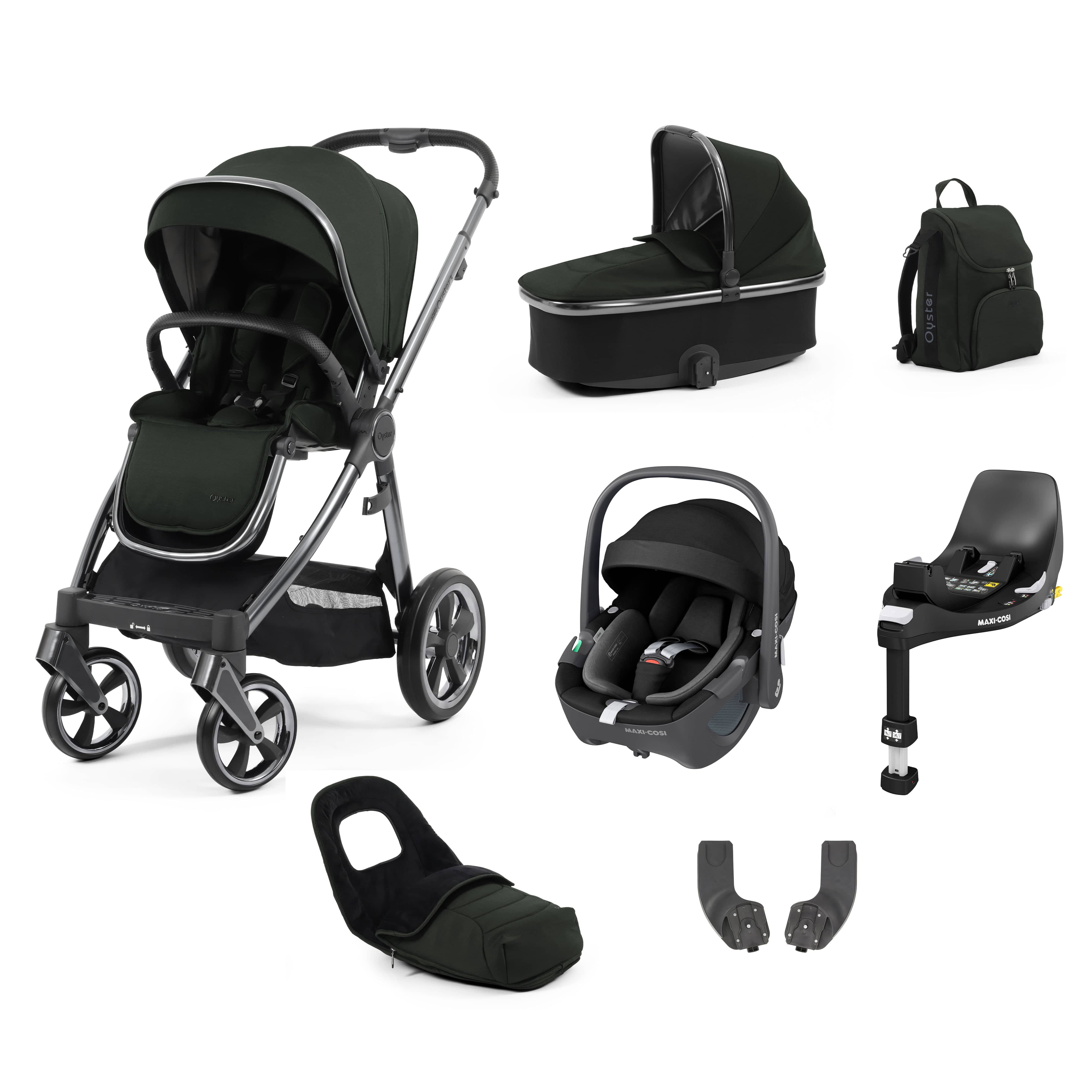 Babystyle Oyster 3 Luxury 7 Piece with Car Seat Bundle in Black Olive Travel Systems 14803-BLO 5060711567211