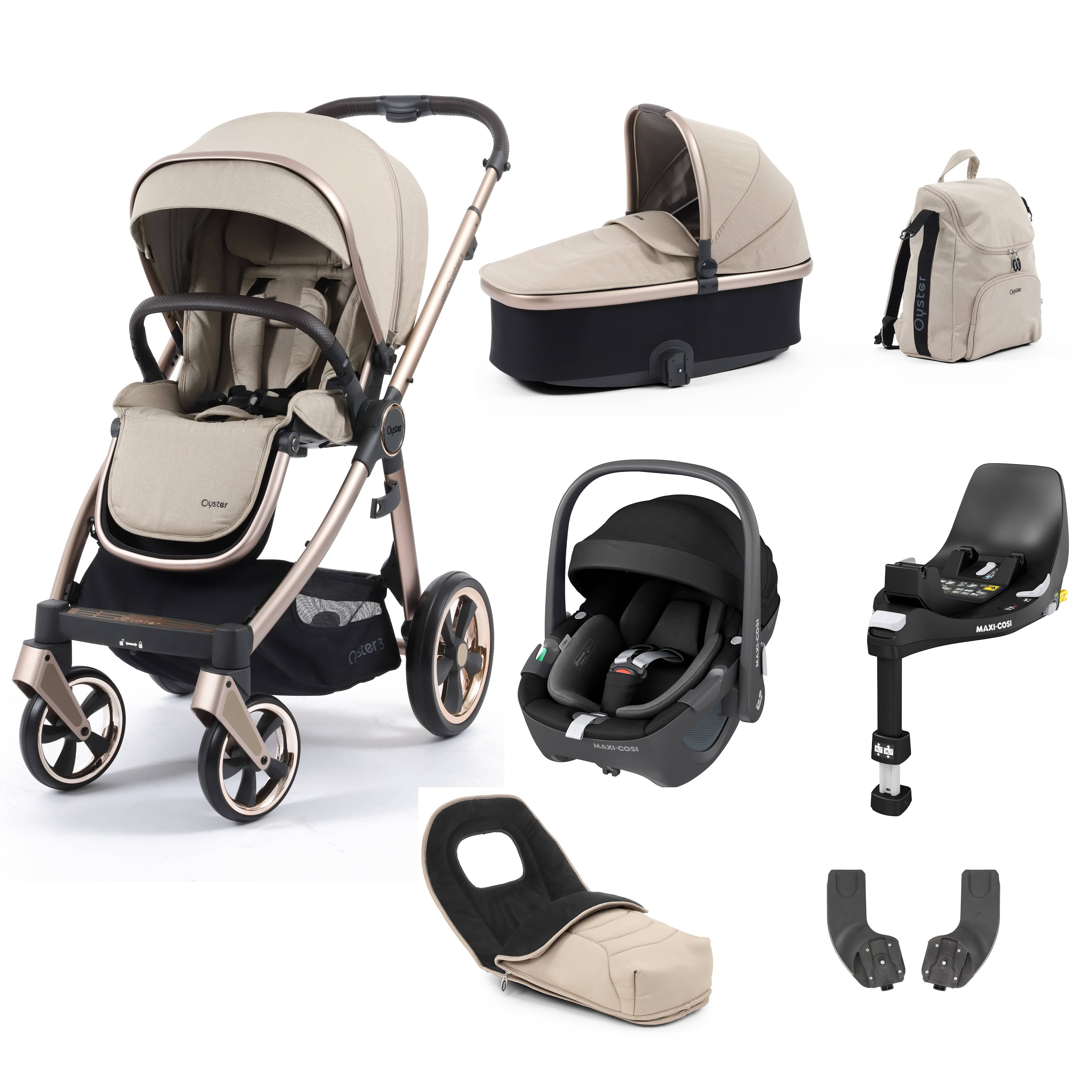 Babystyle Oyster 3 Luxury 7 Piece with Car Seat Bundle in Creme Brulee Travel Systems 14804-CMB 5060711567235