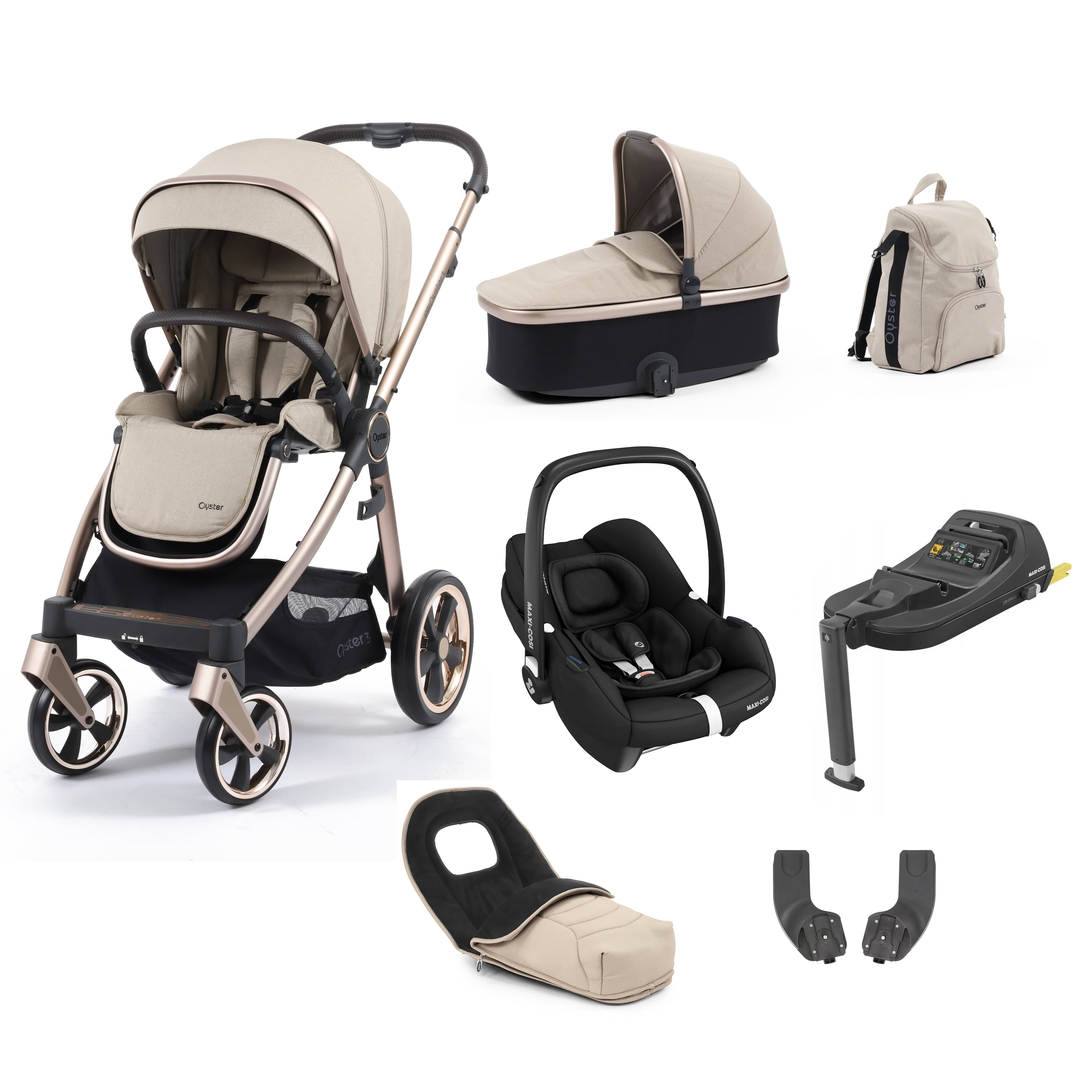 Babystyle Oyster 3 Luxury 7 Piece with Car Seat Bundle in Creme Brulee Travel Systems 14811-CMB 5060711567235