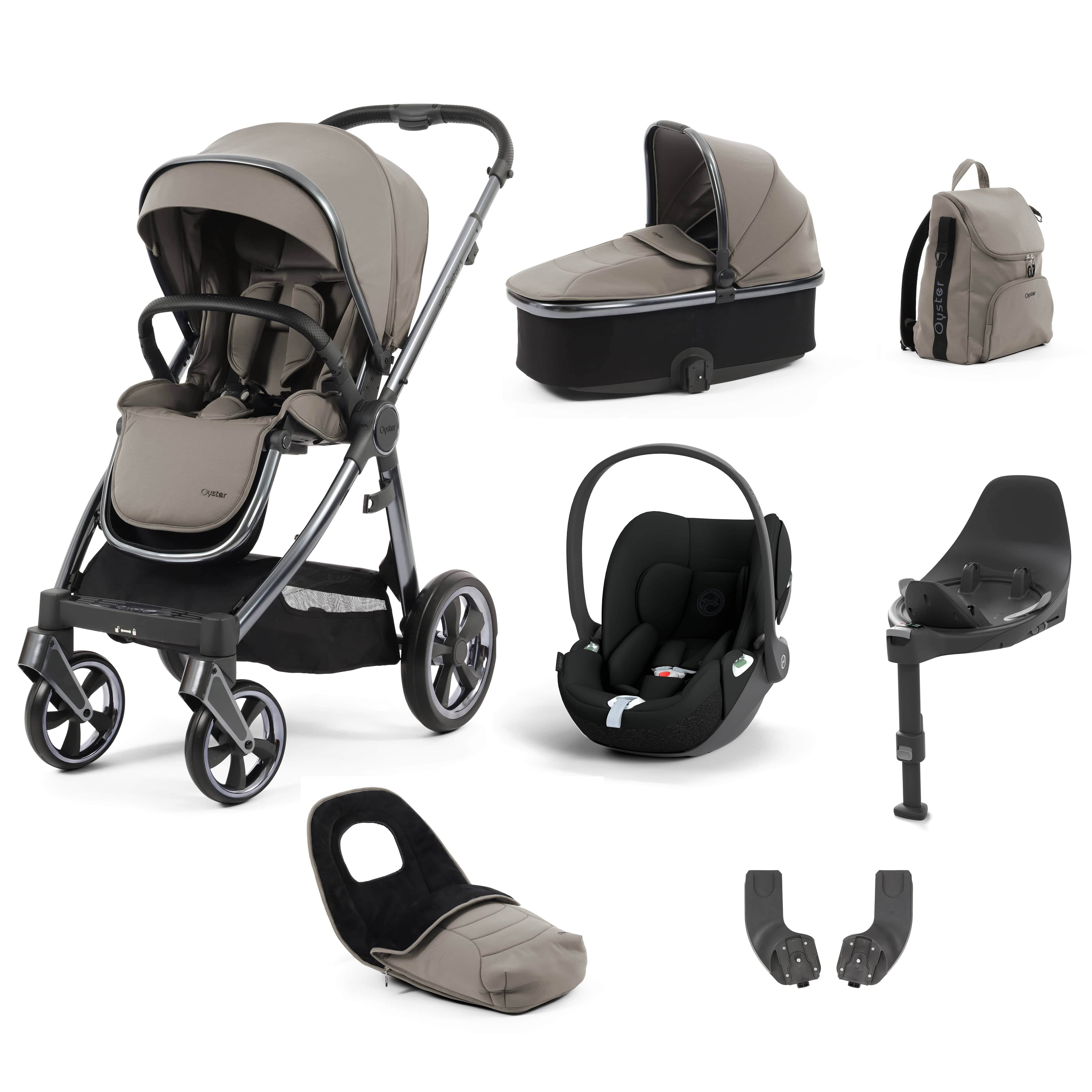 Babystyle Oyster 3 Luxury 7 Piece with Car Seat Bundle in Stone Travel Systems 14802-STN 5060711567259