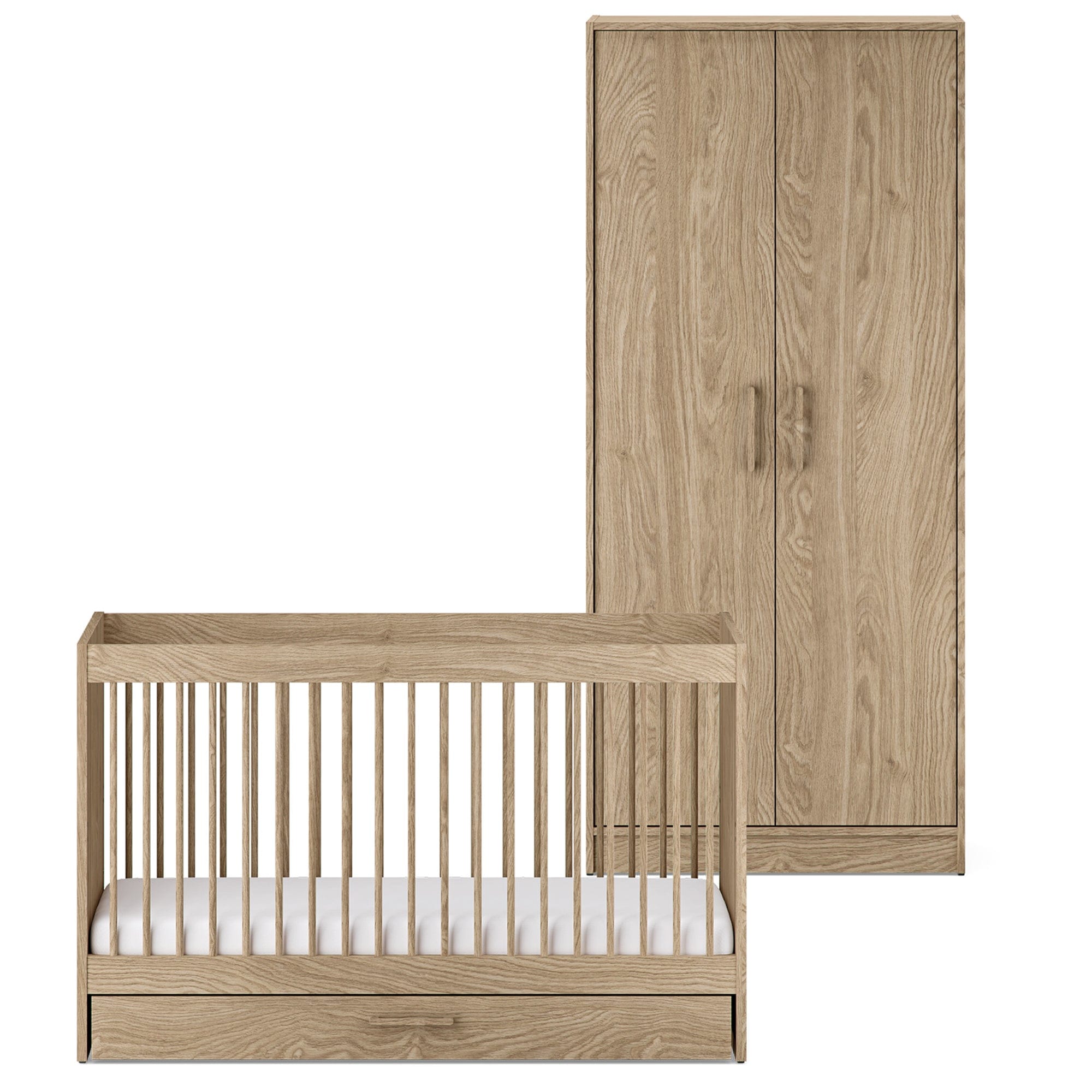 Silver Cross Geneva 2 Piece Wardrobe Room Set in Oak Silver Cross Roomsets 18925-GEN-1 5055836931108