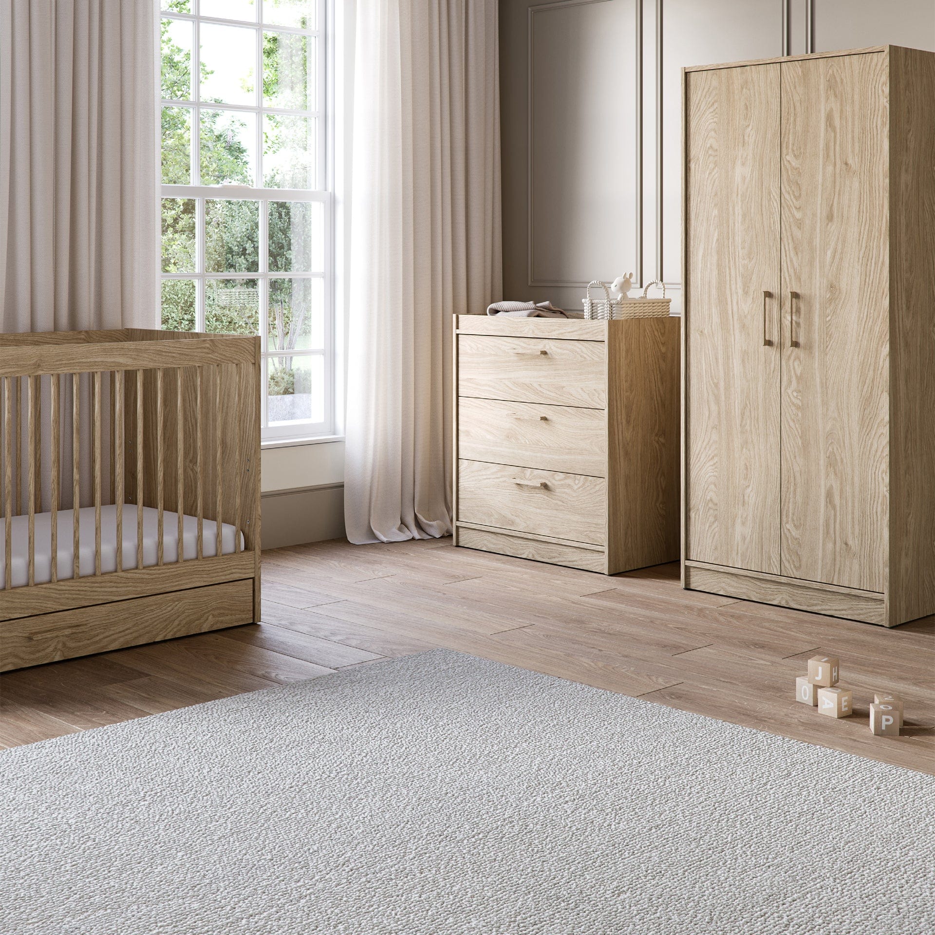 Silver Cross Geneva 3 Piece Room Set in Oak Silver Cross Roomsets