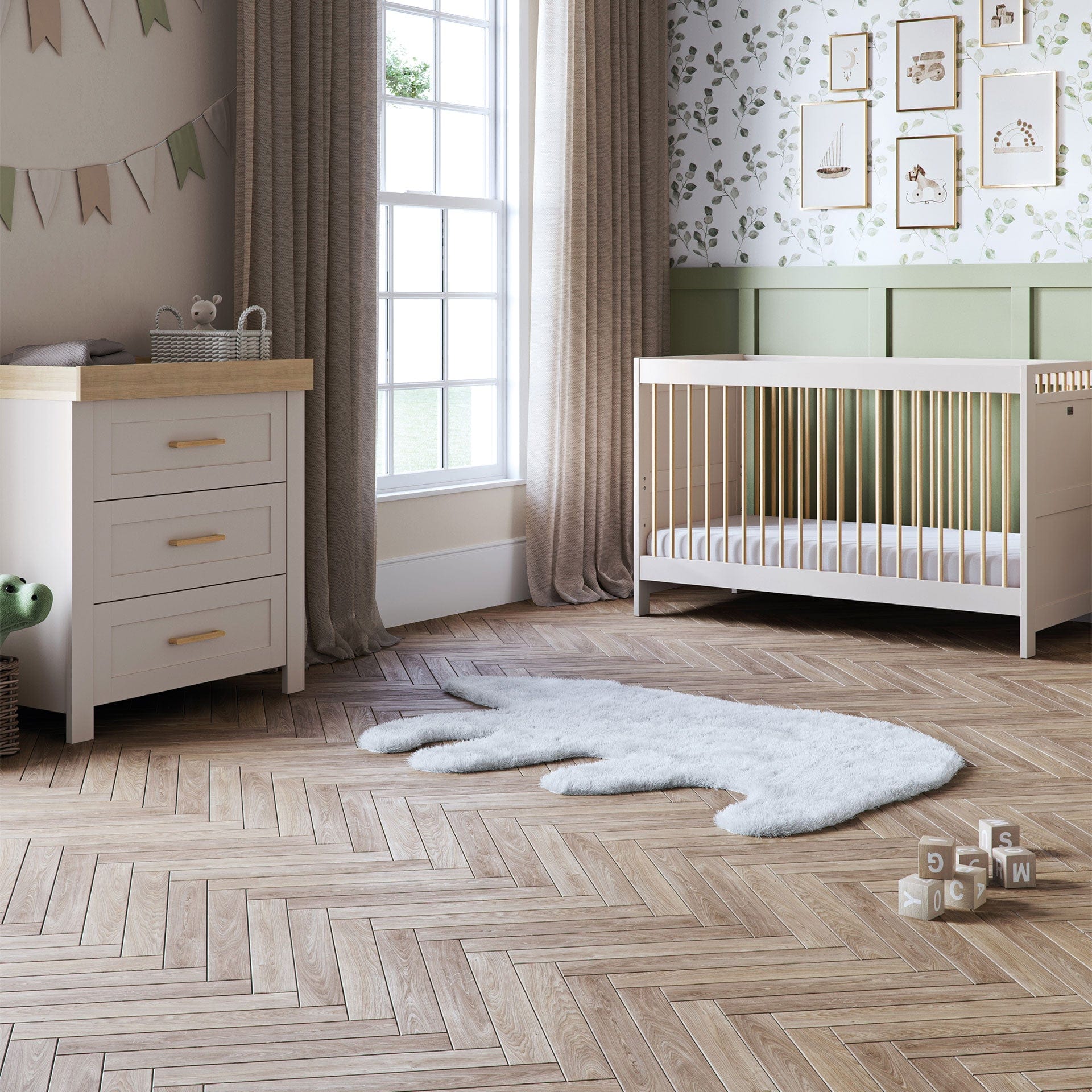 Silver Cross Seville 2 Piece Dresser Room Set in Cashmere Oak Silver Cross Roomsets