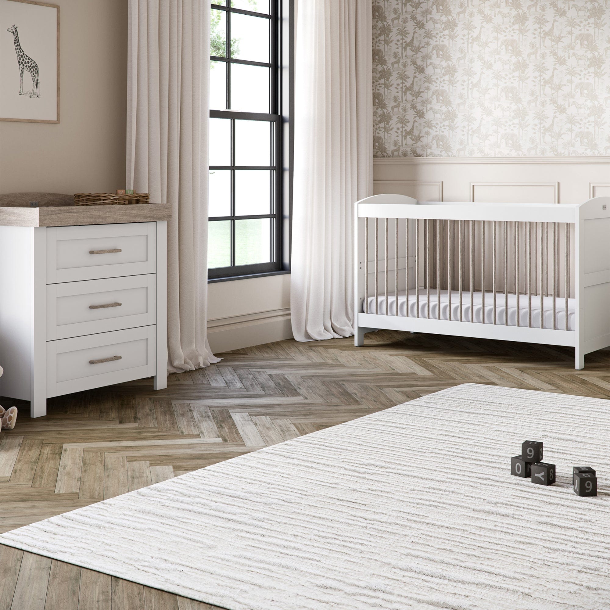 Silver Cross Valencia 2 Piece Dresser Room Set in White Ash Silver Cross Roomsets